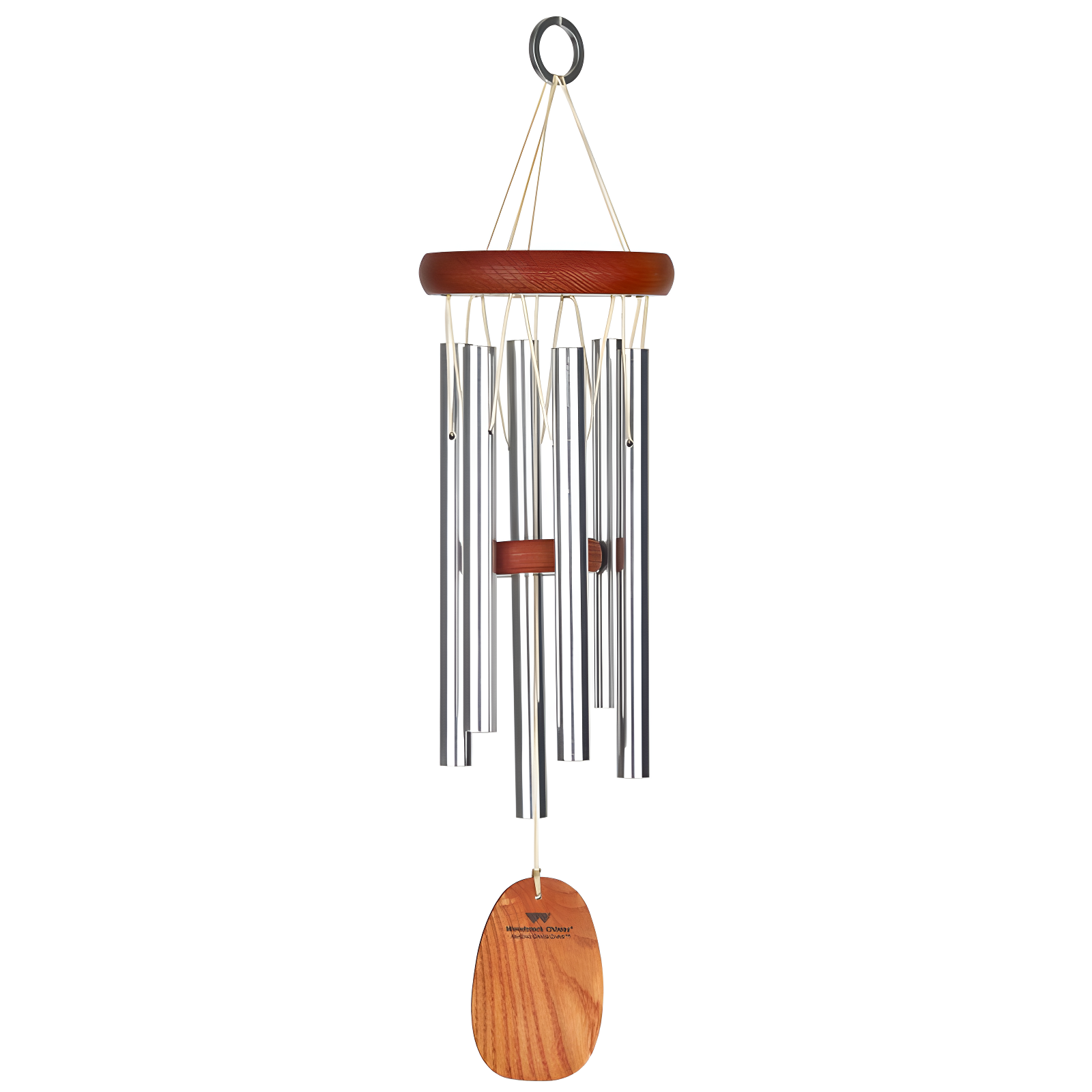 16" Silver Aluminum and Cherry Wood Wind Chime