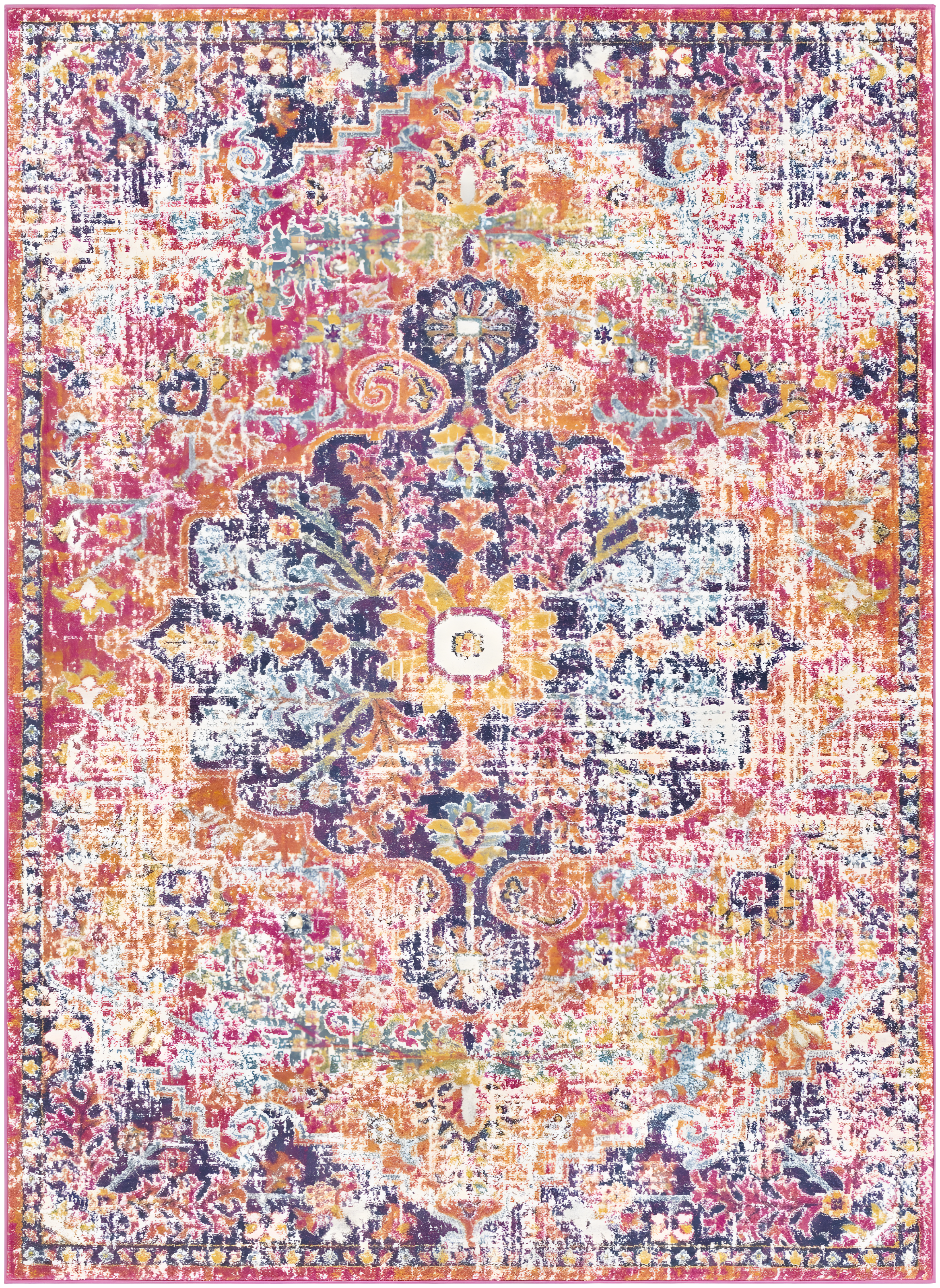 Odelia Multicolor Vintage Medallion Area Rug, 3'11" x 5'7"