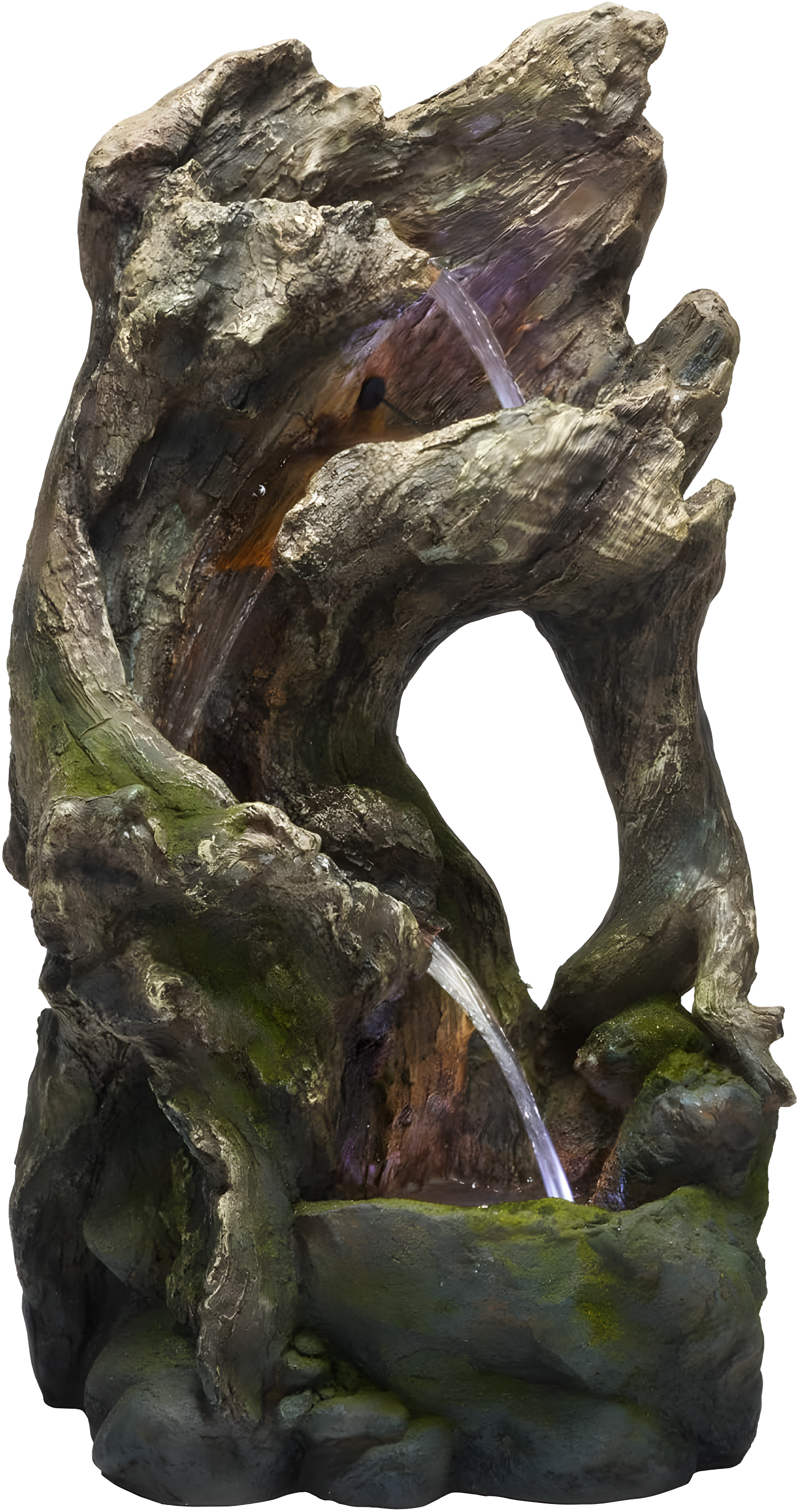 Rustic 39" Brown Tree Trunk Water Fountain with LED Lights