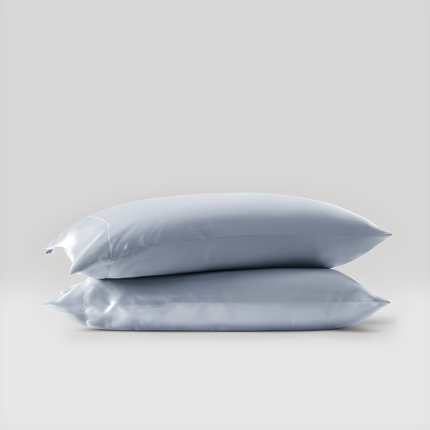 King Size Blue Satin Polyester Pillowcase Set