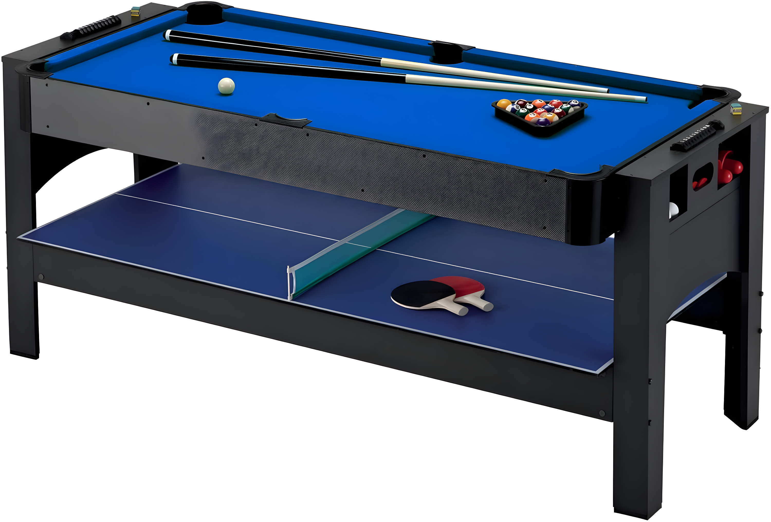 6-Foot Blue Multi-Game Table with Air Hockey, Pool, and Ping Pong