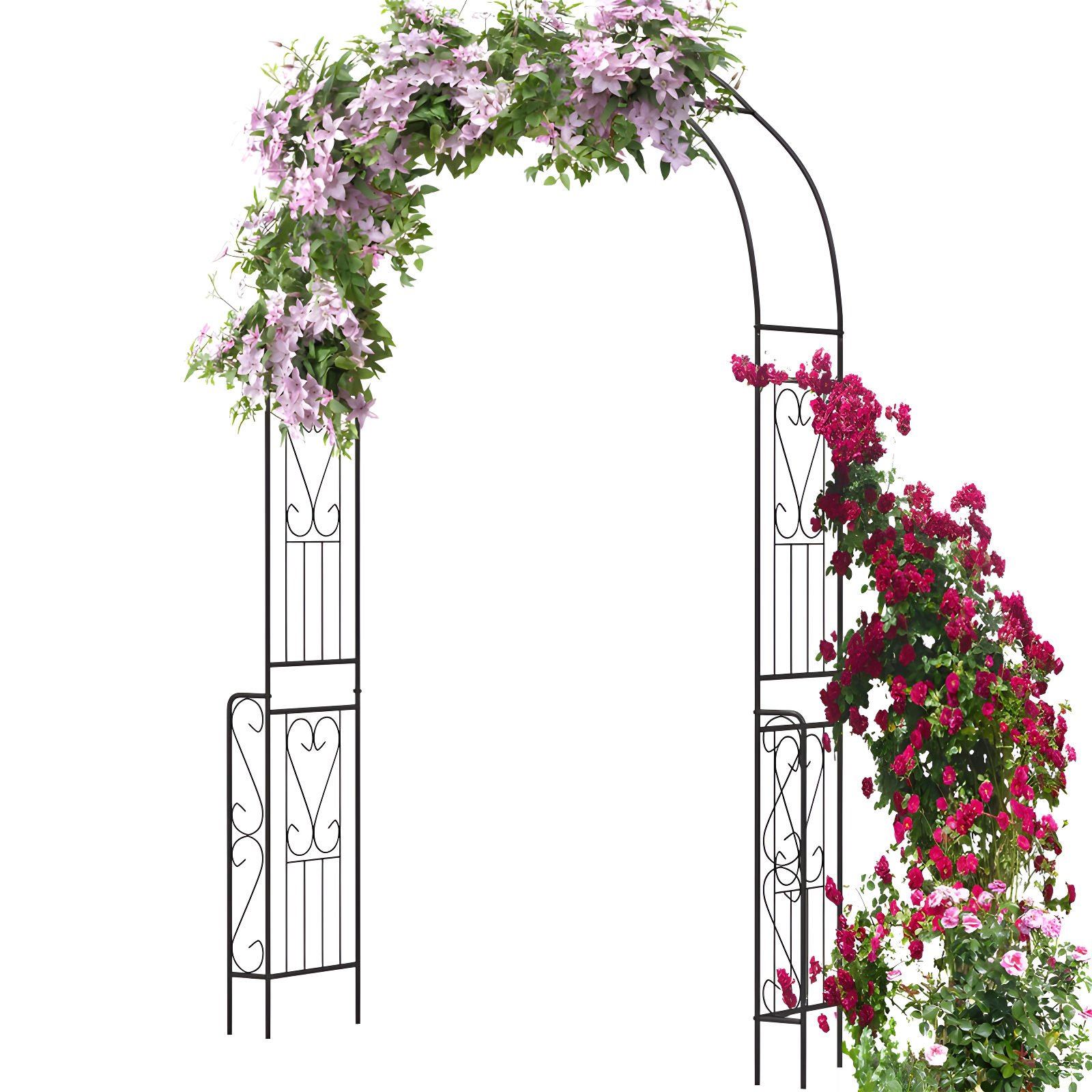 Black Galvanized Metal Garden Arch Trellis for Climbing Plants