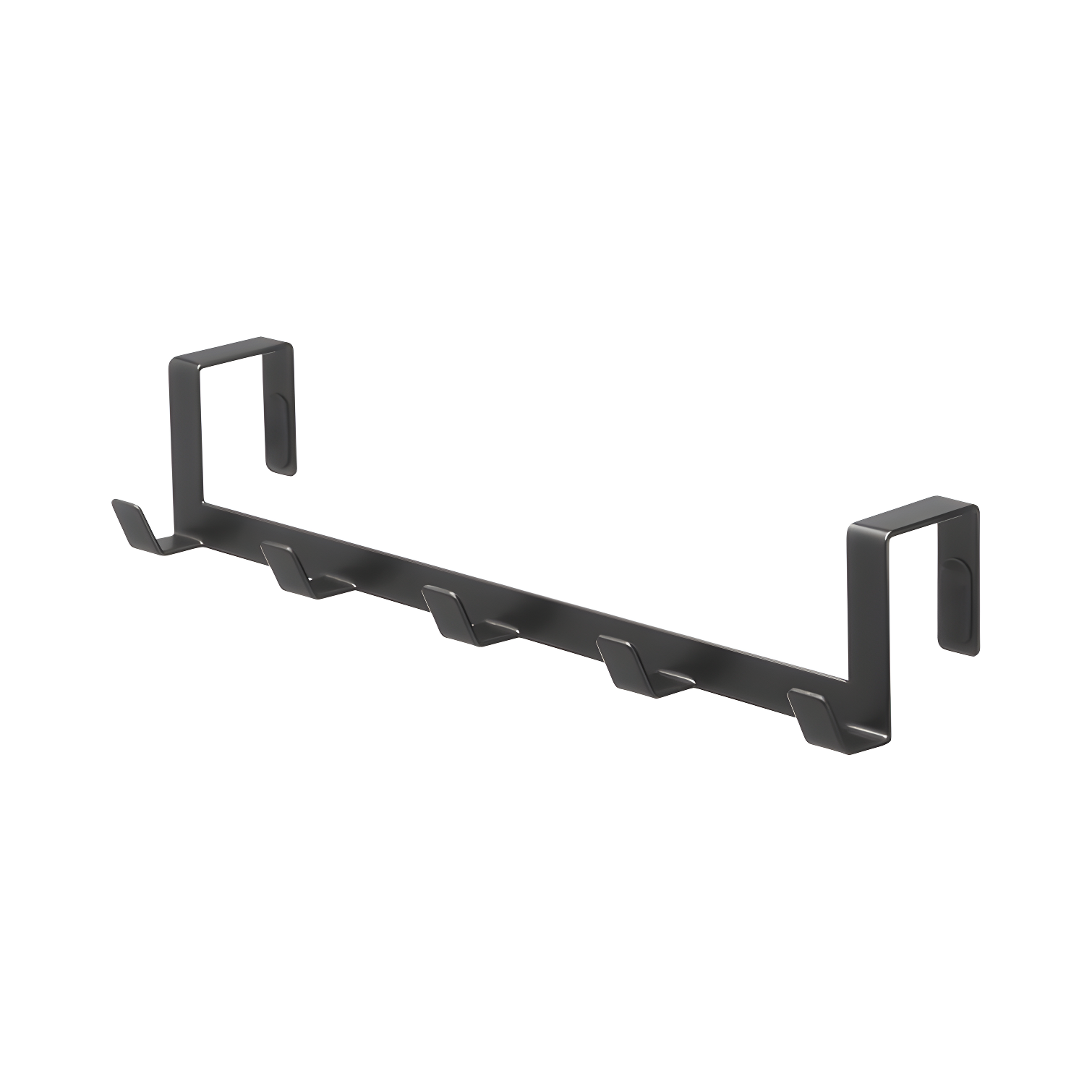 Black Steel Over-the-Door Hook Rack with Five Hooks