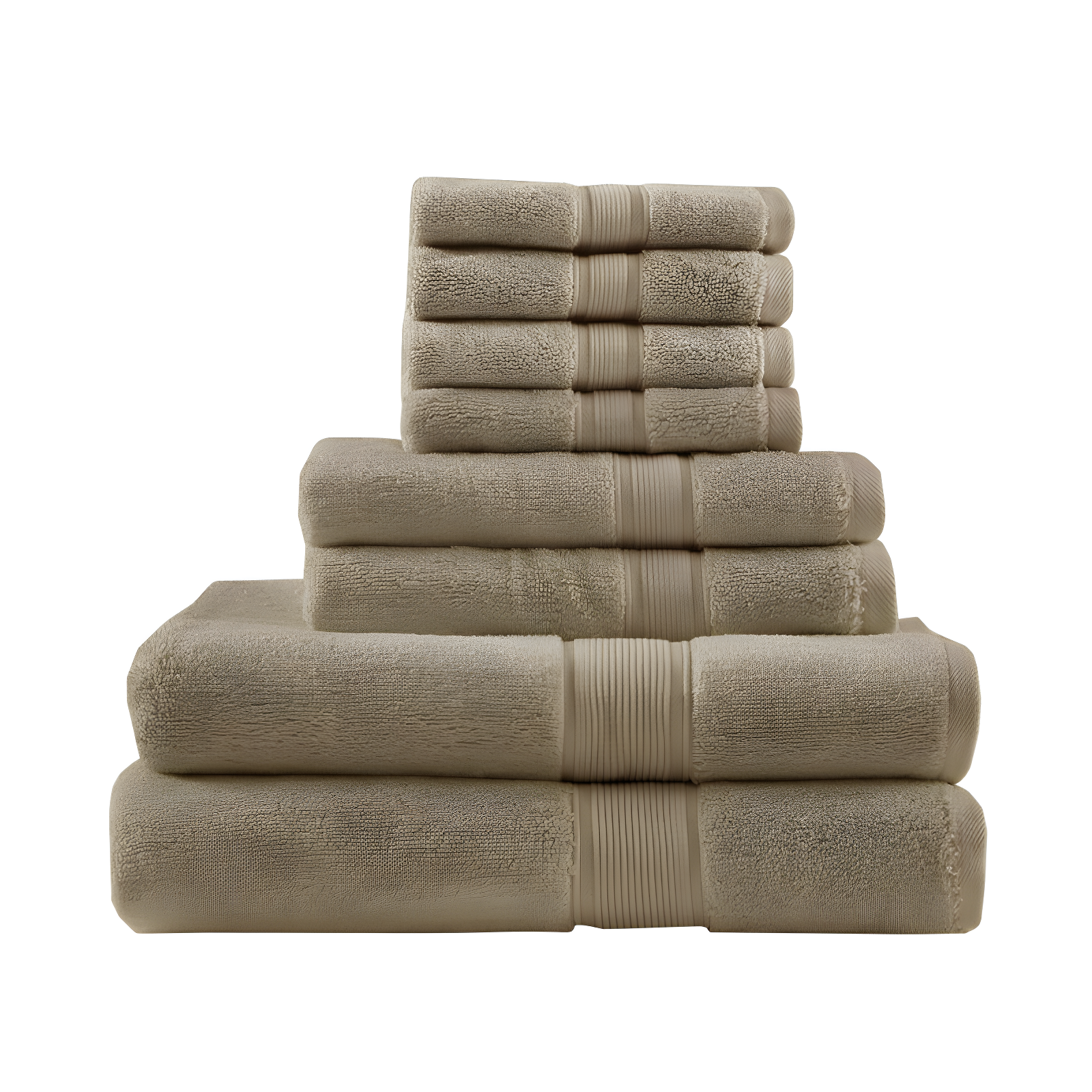 Taupe 800GSM Cotton 8-Piece Bath Towel Set