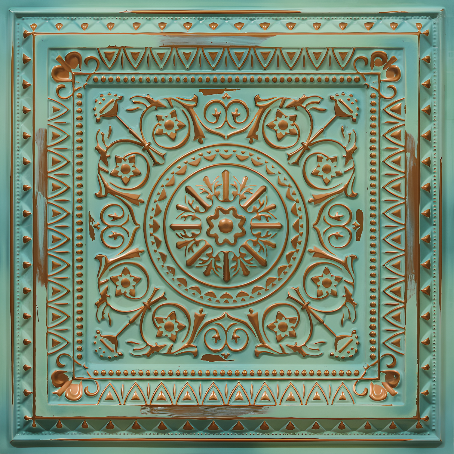 Natural Patina 24'' PVC Ceiling Tile with Ornate Design