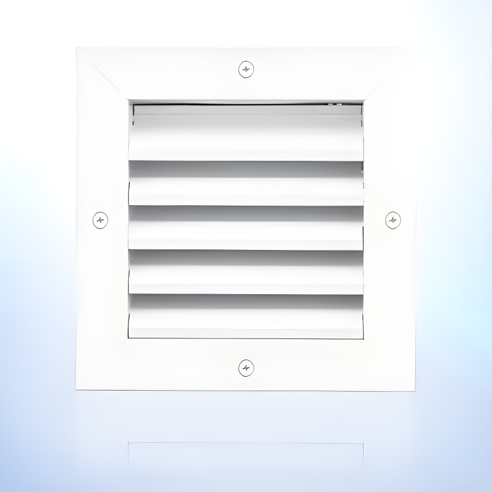 6 x 6 Inch White Aluminum Louvered Vent Grille with Mesh