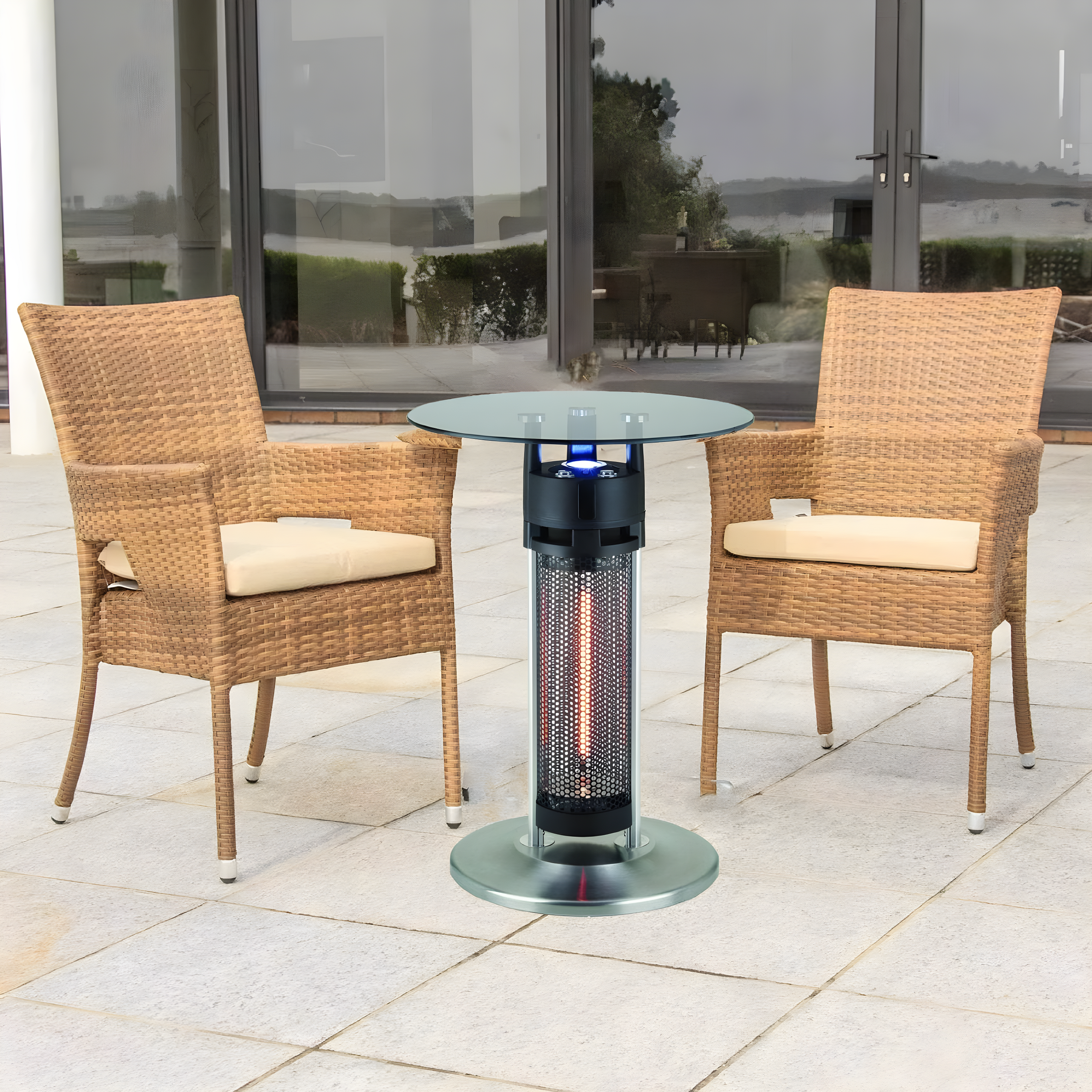 EnerG+ 58" Silver Electric Infrared Outdoor Heater Table