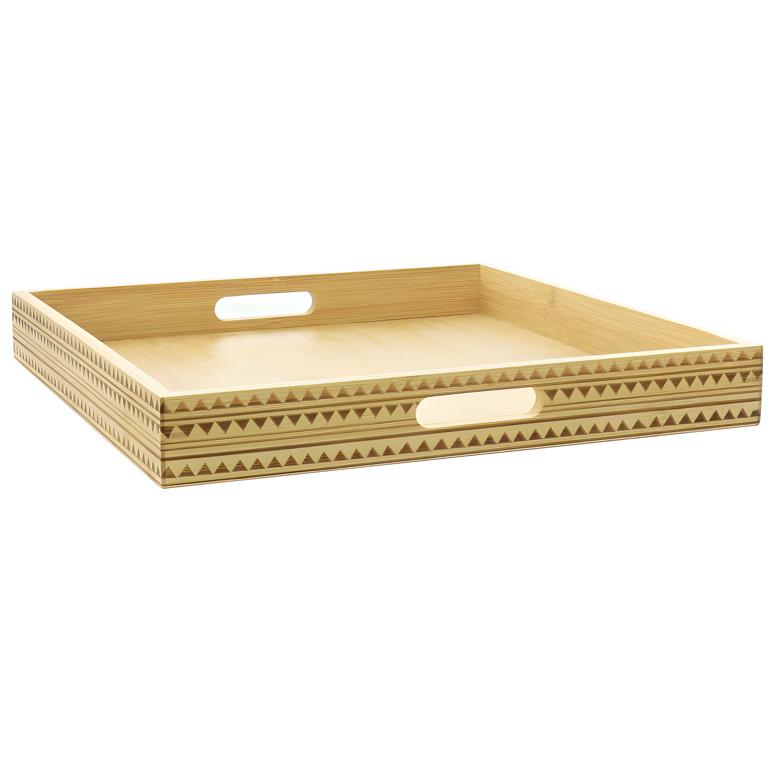 Sadler 18 Inch Natural Wood Serving Tray with Handles