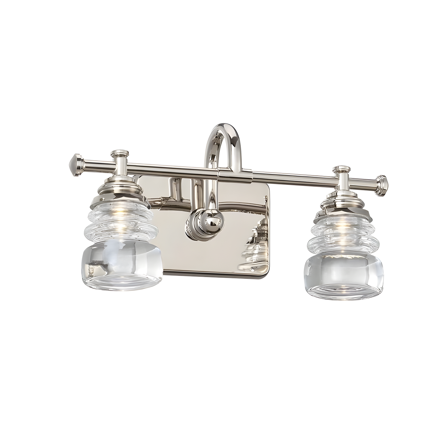 Polished Nickel 2-Light LED Vanity Light with Clear Glass Shades