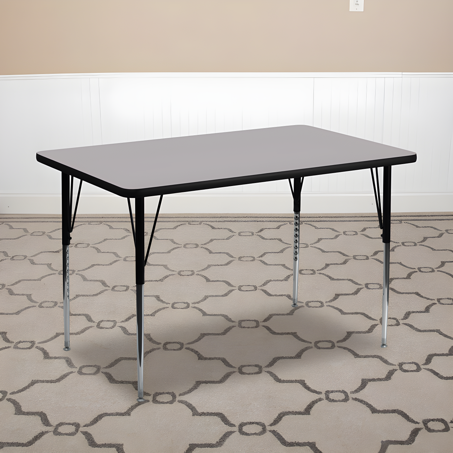 Wren 30''W x 72''L Gray Laminate Rectangular Activity Table with Adjustable Legs