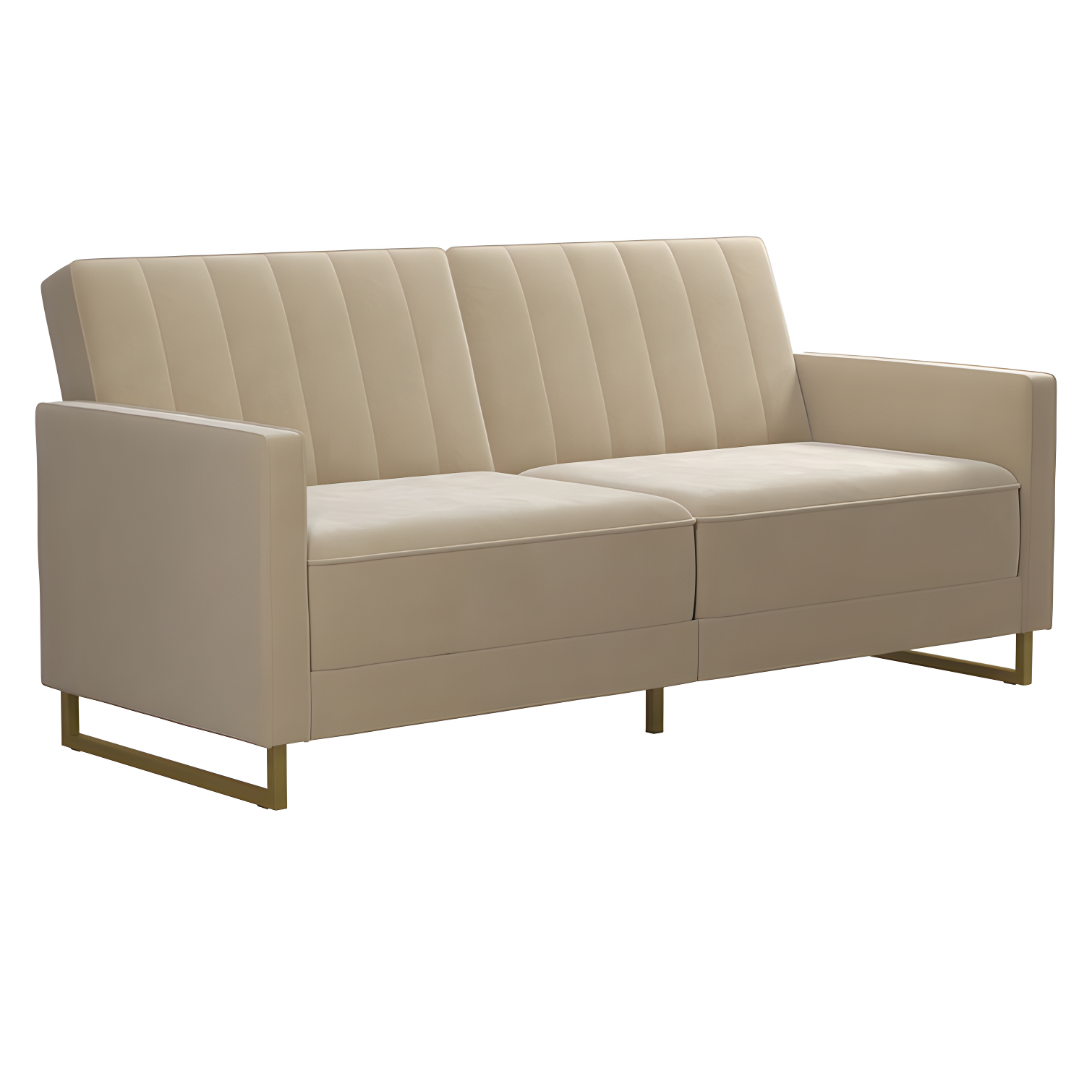 Skylar Ivory Velvet Tufted Full Sleeper Sofa