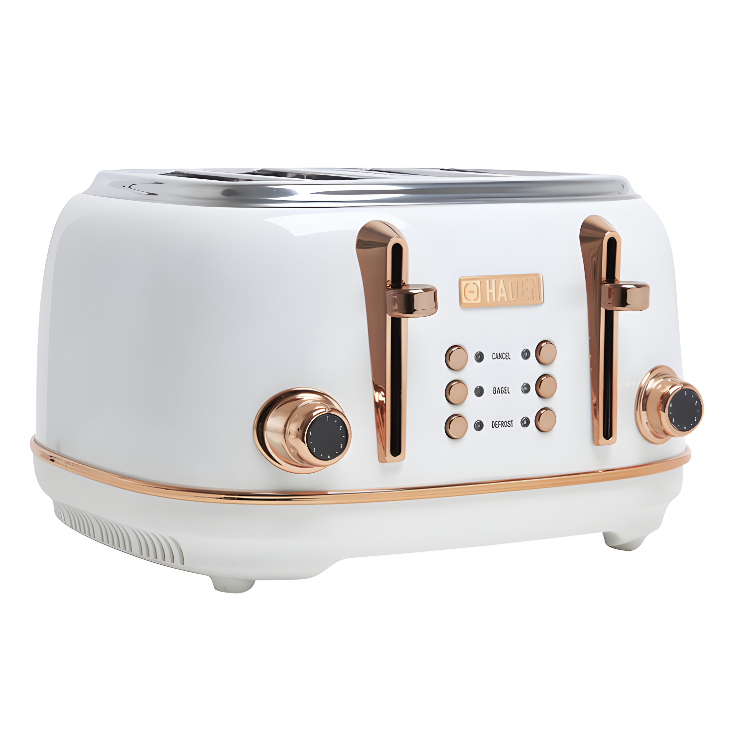 Ivory and Copper 4-Slice Wide Slot Stainless Steel Toaster