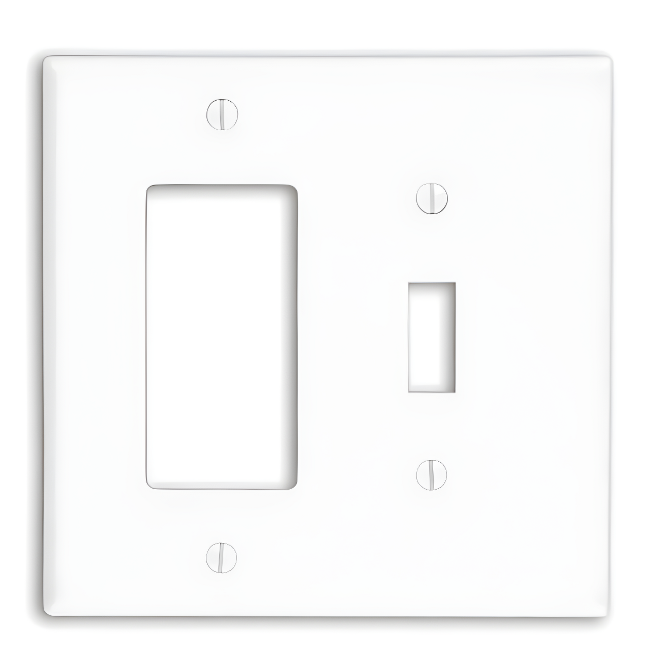 White Thermoplastic 2-Gang Rocker and Toggle Wall Plate