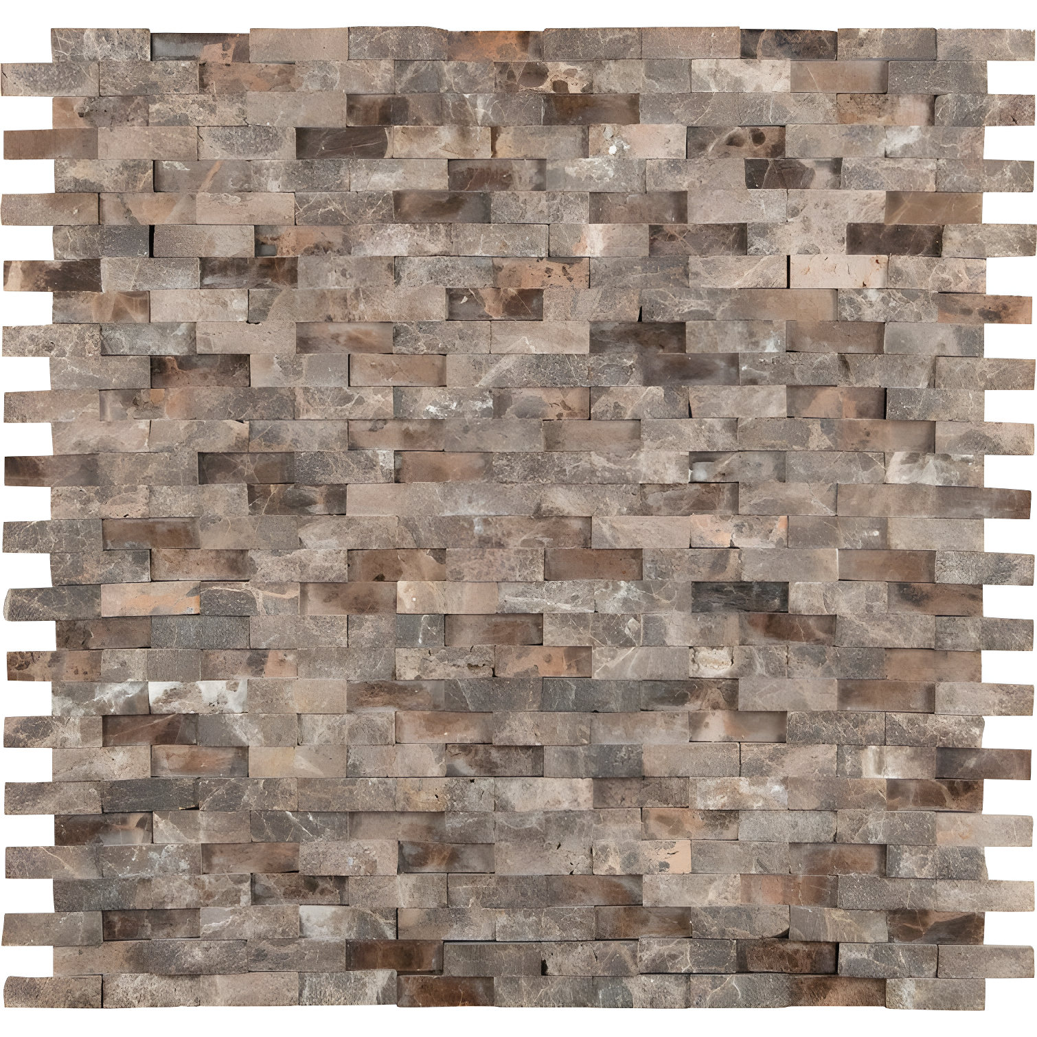 Emperador Brown Marble Splitface Mosaic Tile Sheet