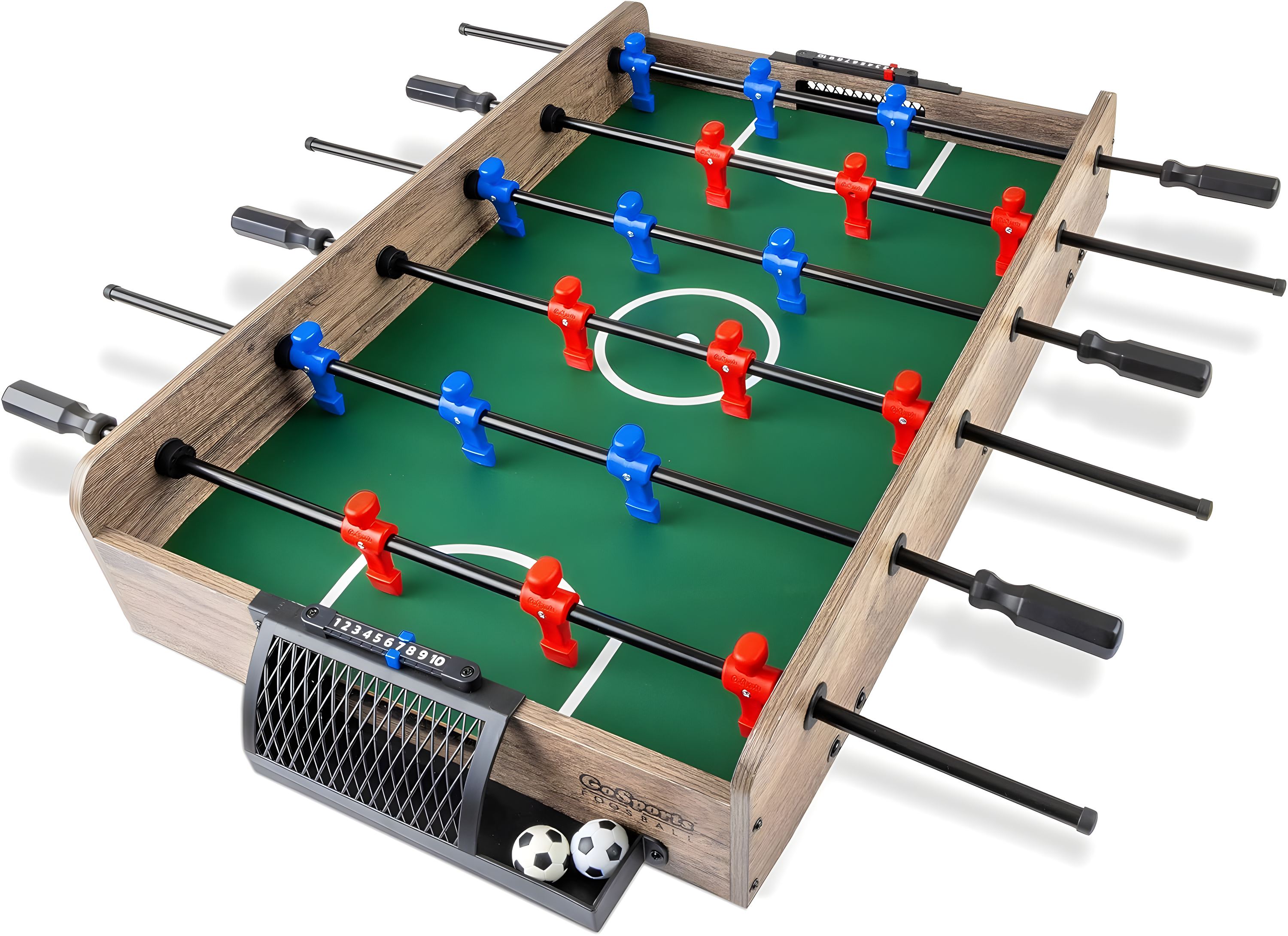 32-Inch Oak and Plastic Tabletop Foosball Game Set