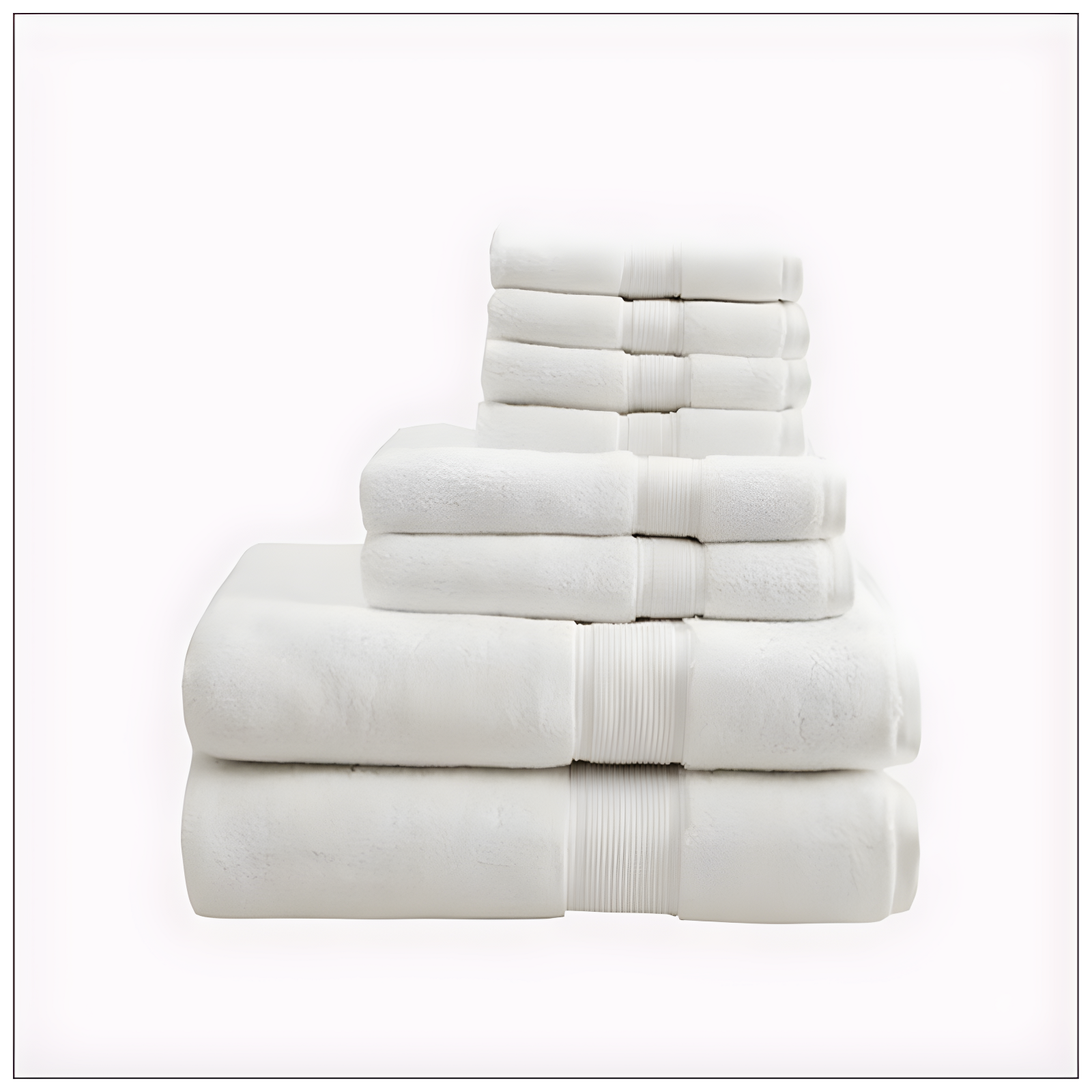 Oversized Cream Turkish Cotton 8-Piece Towel Set