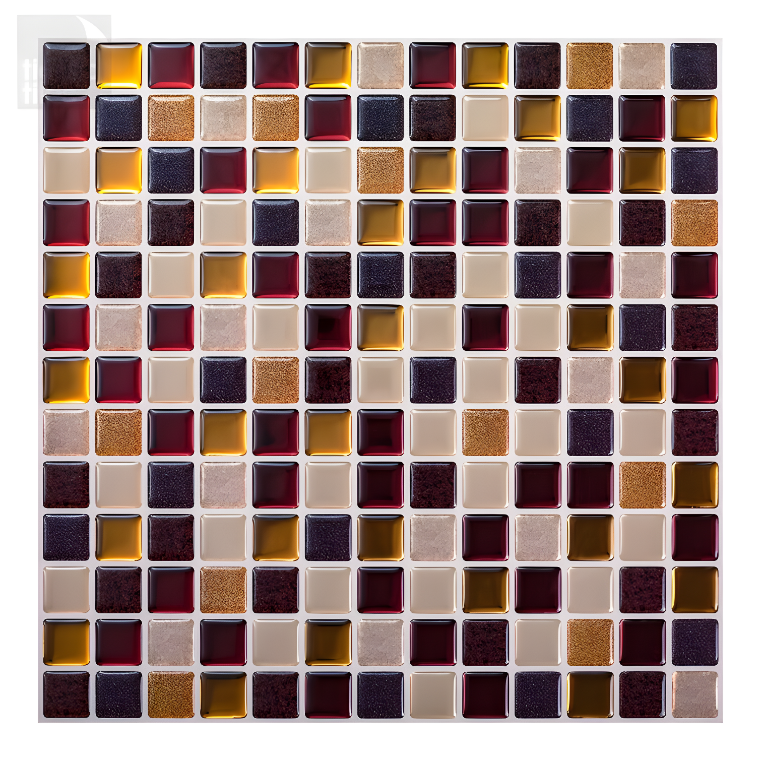 12'' Maple and Multicolor Peel and Stick Mosaic Tile