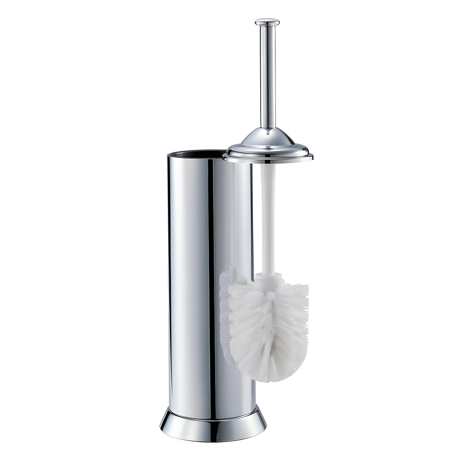 Polished Chrome Steel Toilet Brush Holder with Canister