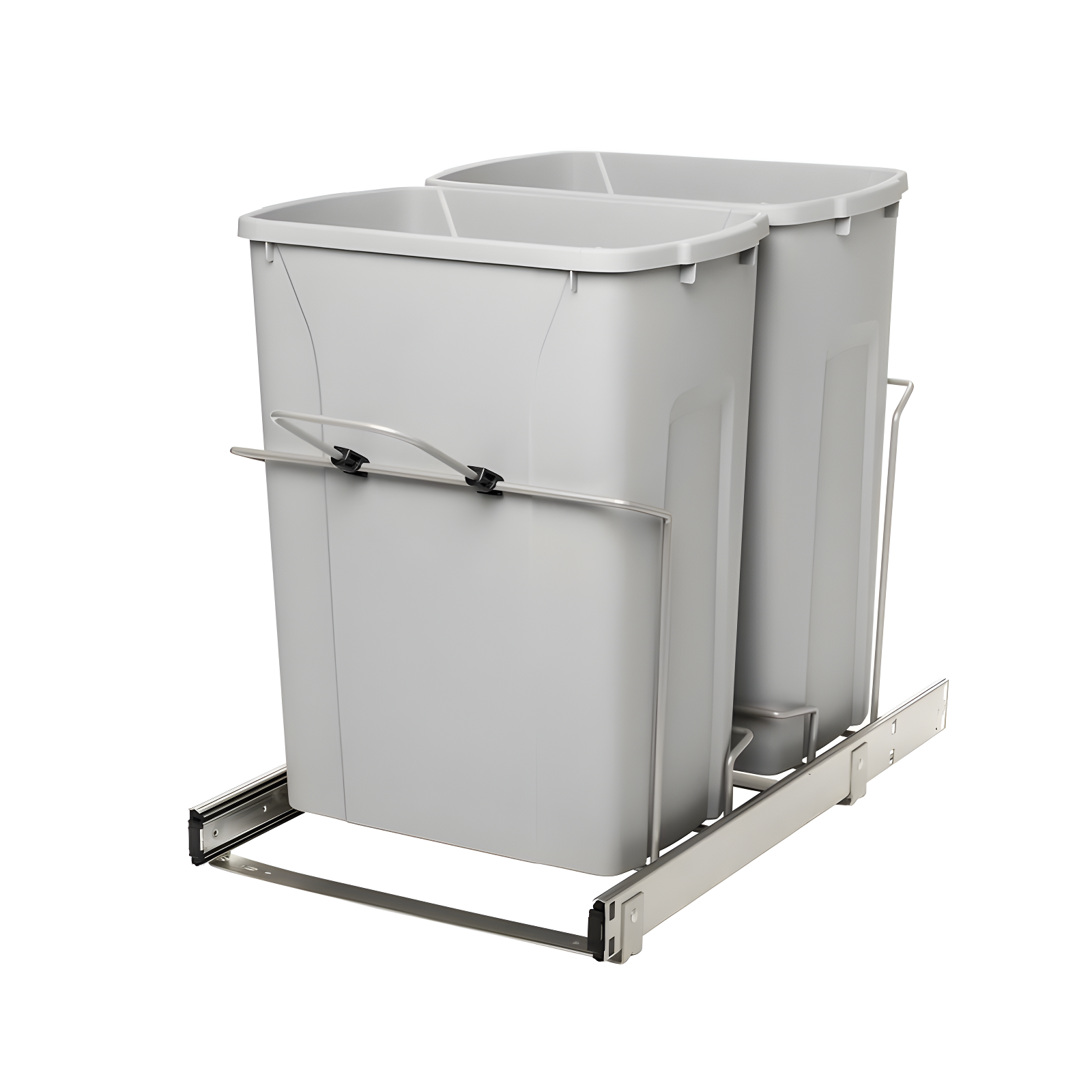 Gray Steel Pull-Out Double Trash Can for Kitchen