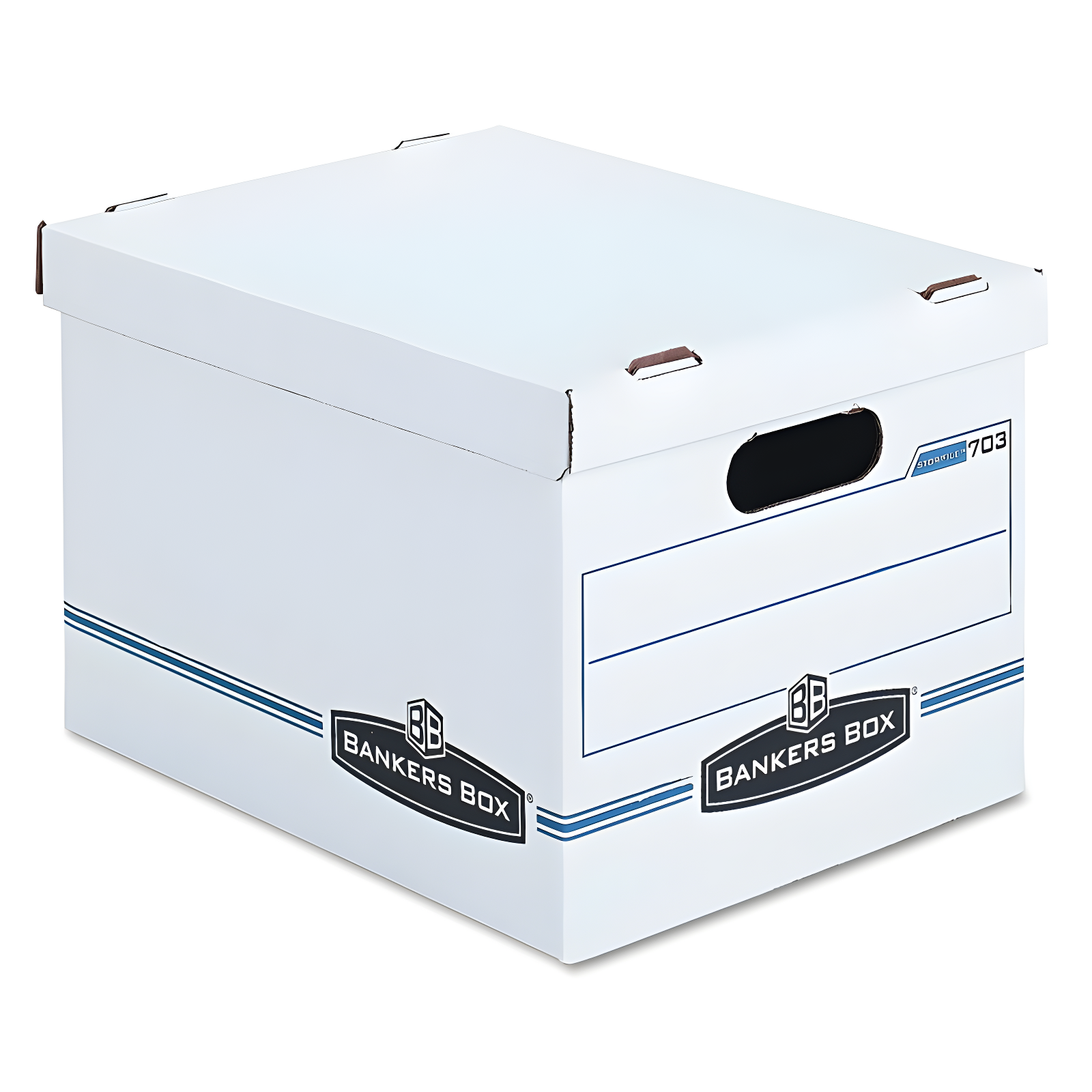 White and Blue Heavy-Duty Storage Box with Lift-Off Lid