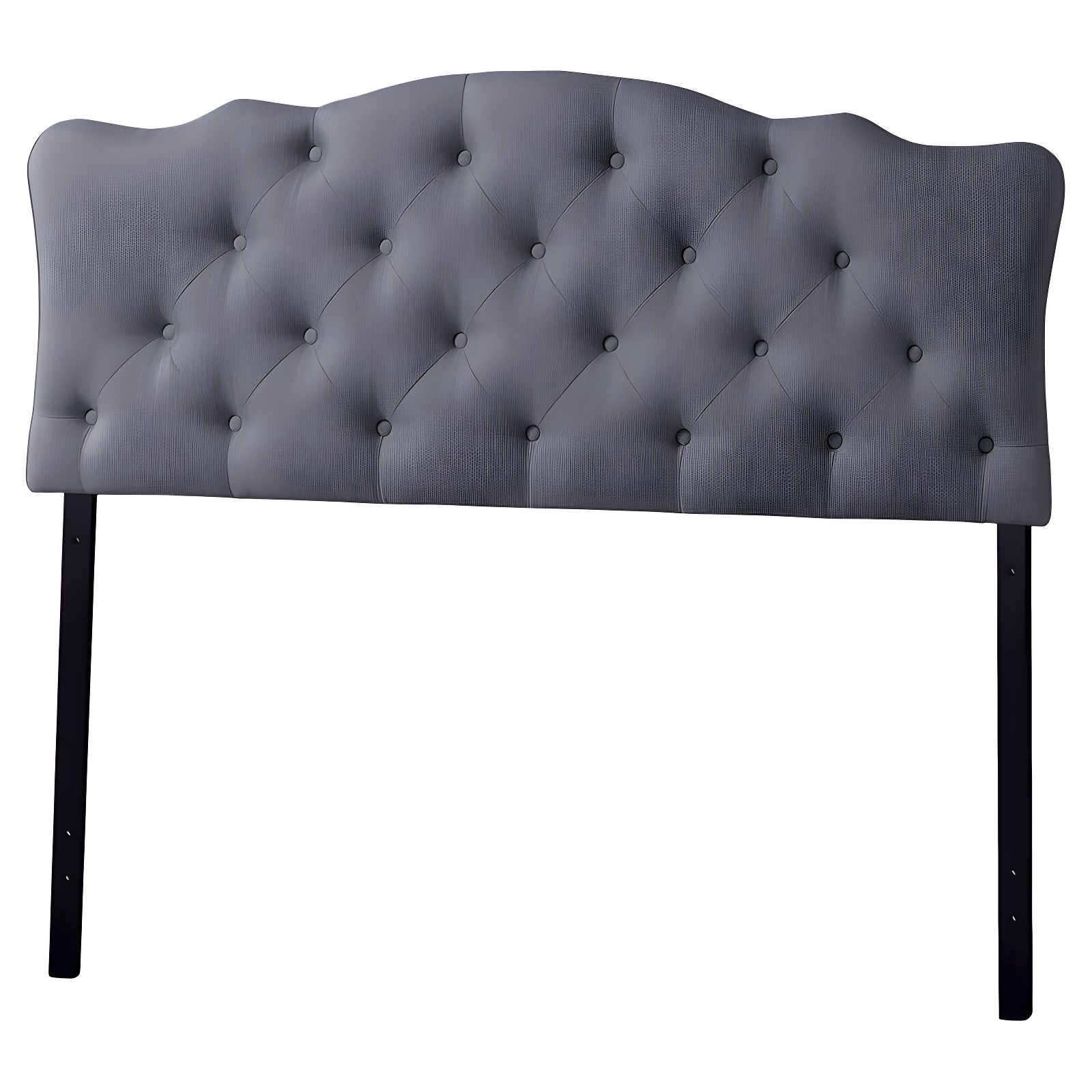 Full Gray Upholstered Tufted Scalloped Headboard