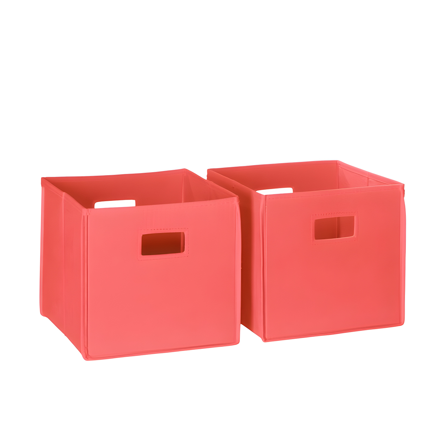 Coral Collapsible Cube Storage Bins with Handles, Set of 2