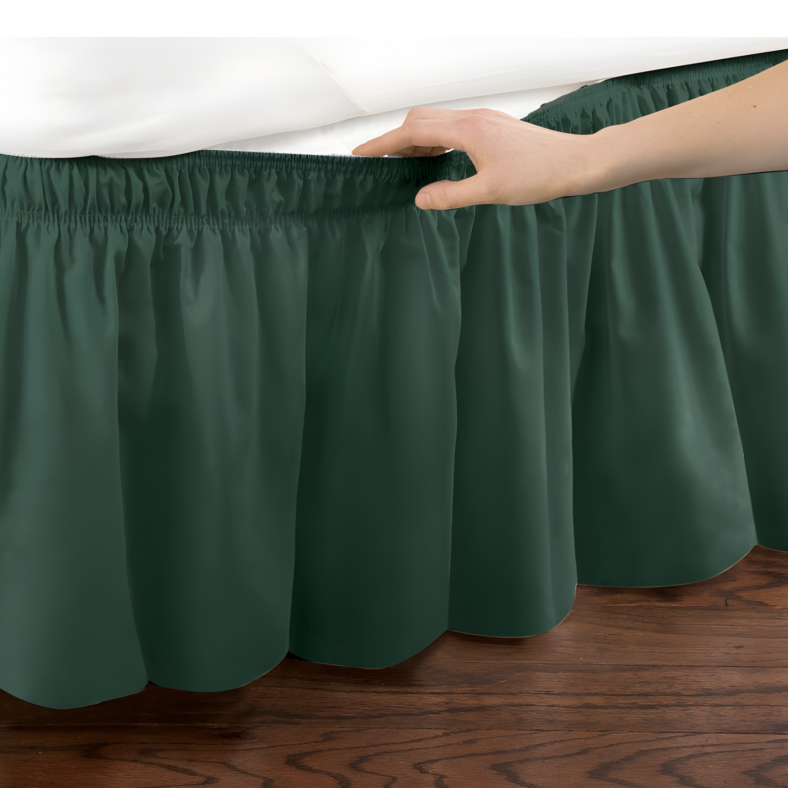 Hunter Green Twin/Full Cotton Polyester Wrap Around Bed Skirt