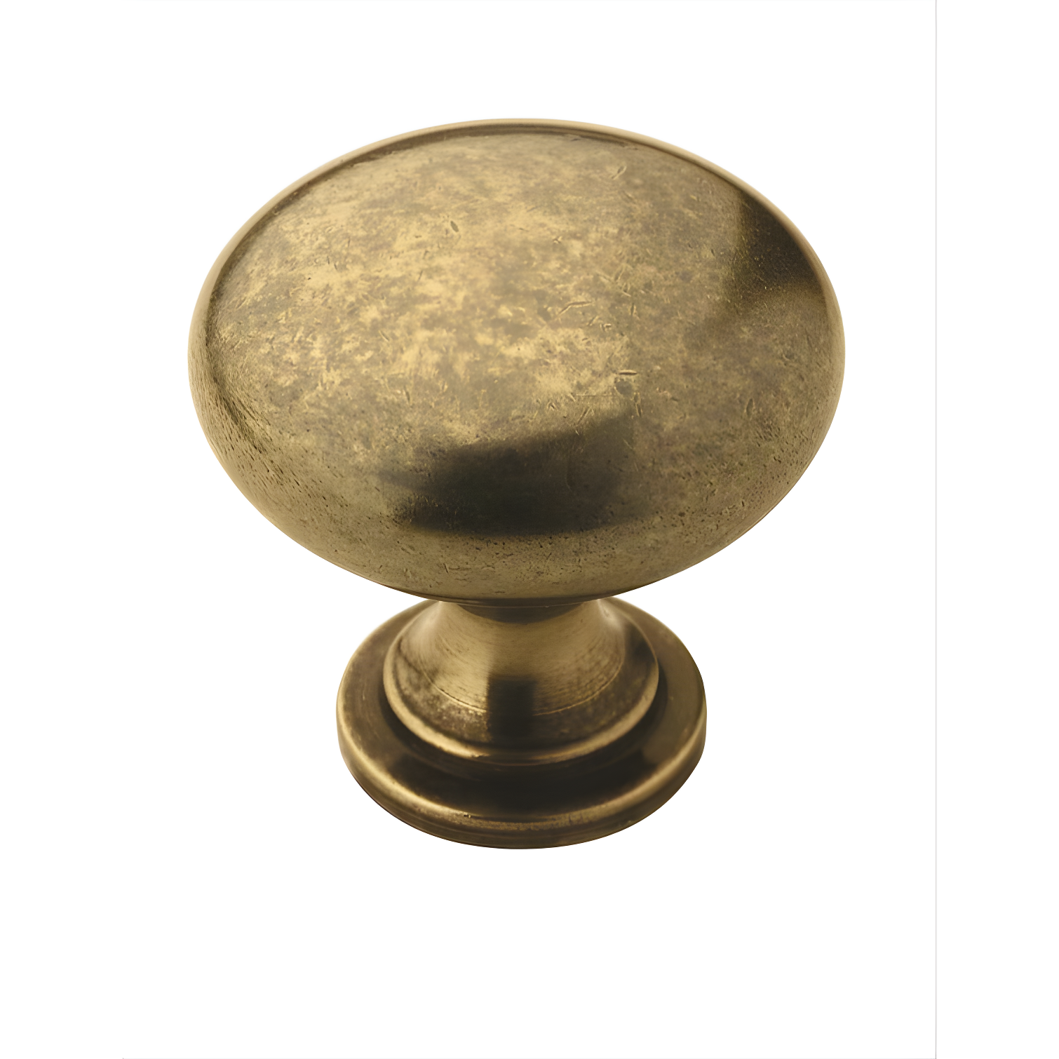 Burnished Brass Round Traditional Cabinet Knob with Mounting Hardware