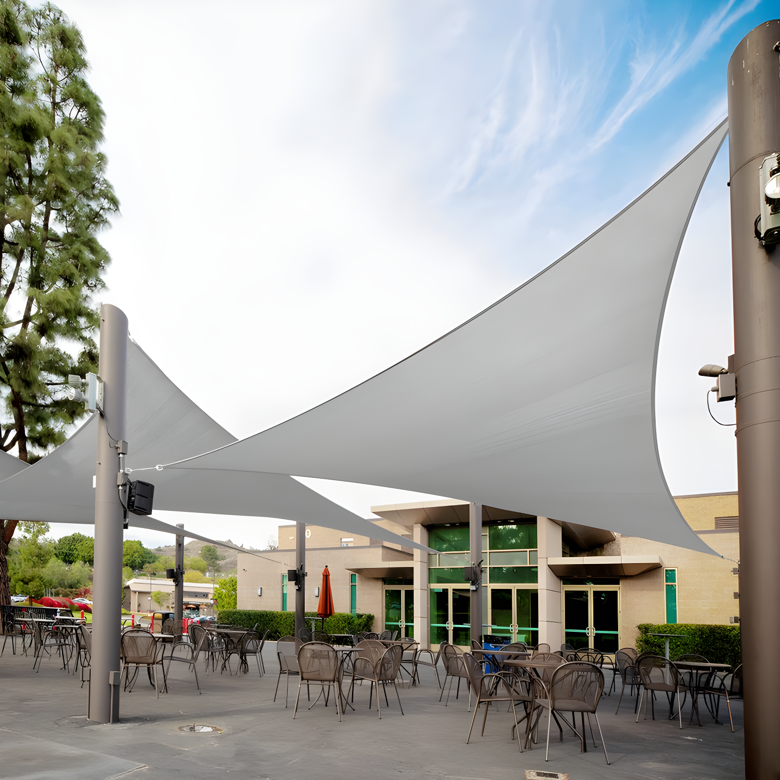 Grey Polyethylene 24' Triangle Sun Shade Sail