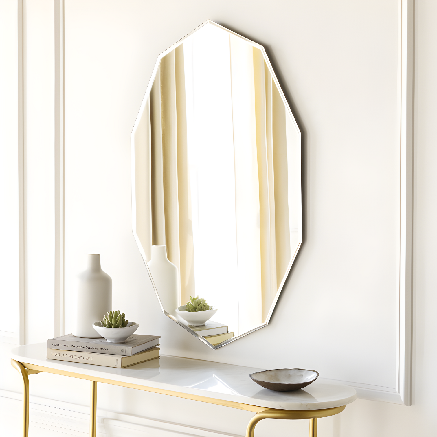 Morgana Faceted Oval 48" x 24" Frameless Beveled Wall Mirror