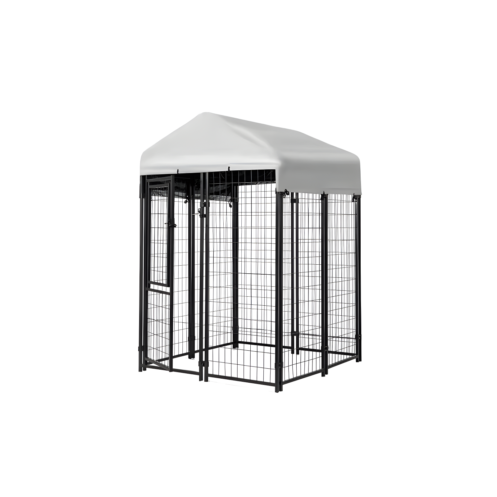 KennelMaster Black Metal Medium Dog Kennel with Waterproof Cover