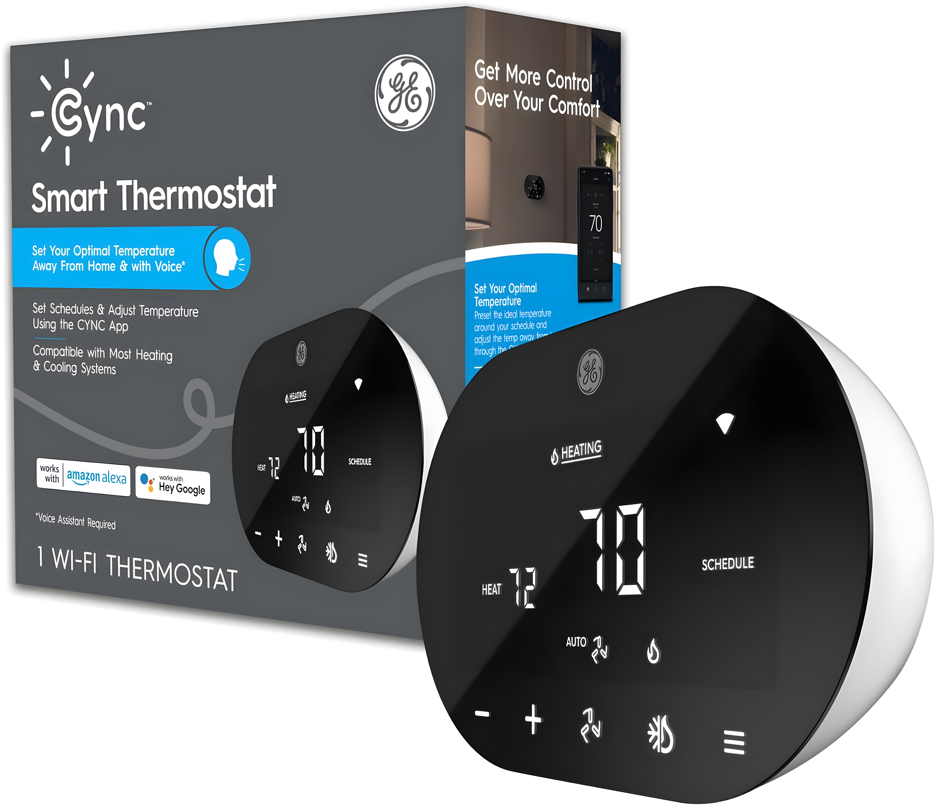 Black Digital Programmable Smart Thermostat with Touchscreen