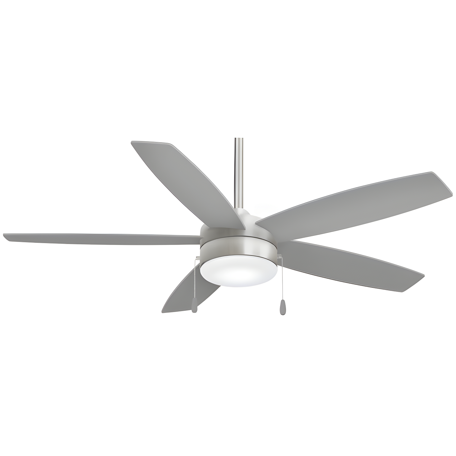 52'' Brushed Nickel Ceiling Fan with Silver Blades and LED Light