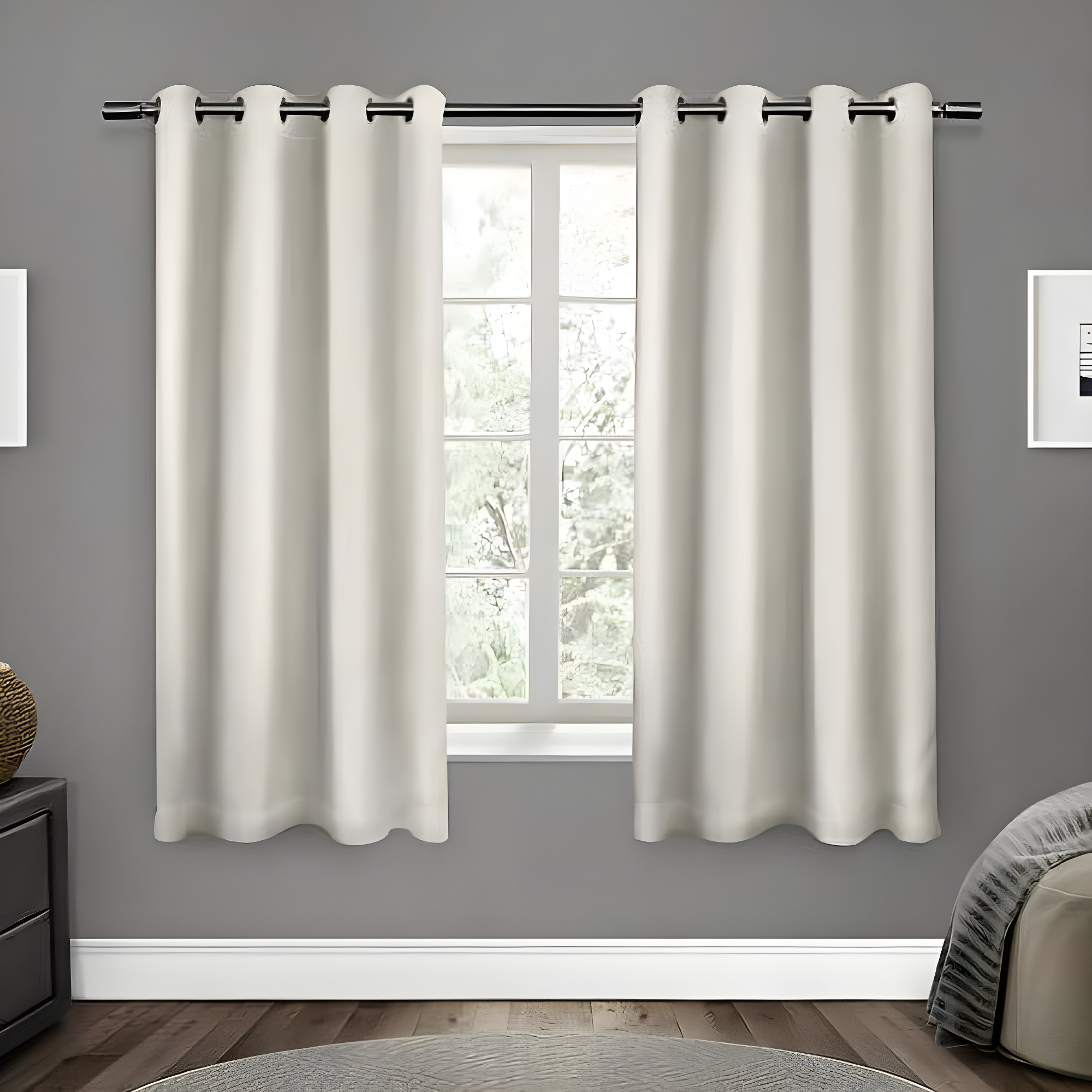 Vanilla Polyester Blackout Grommet Curtain Panels 52x63