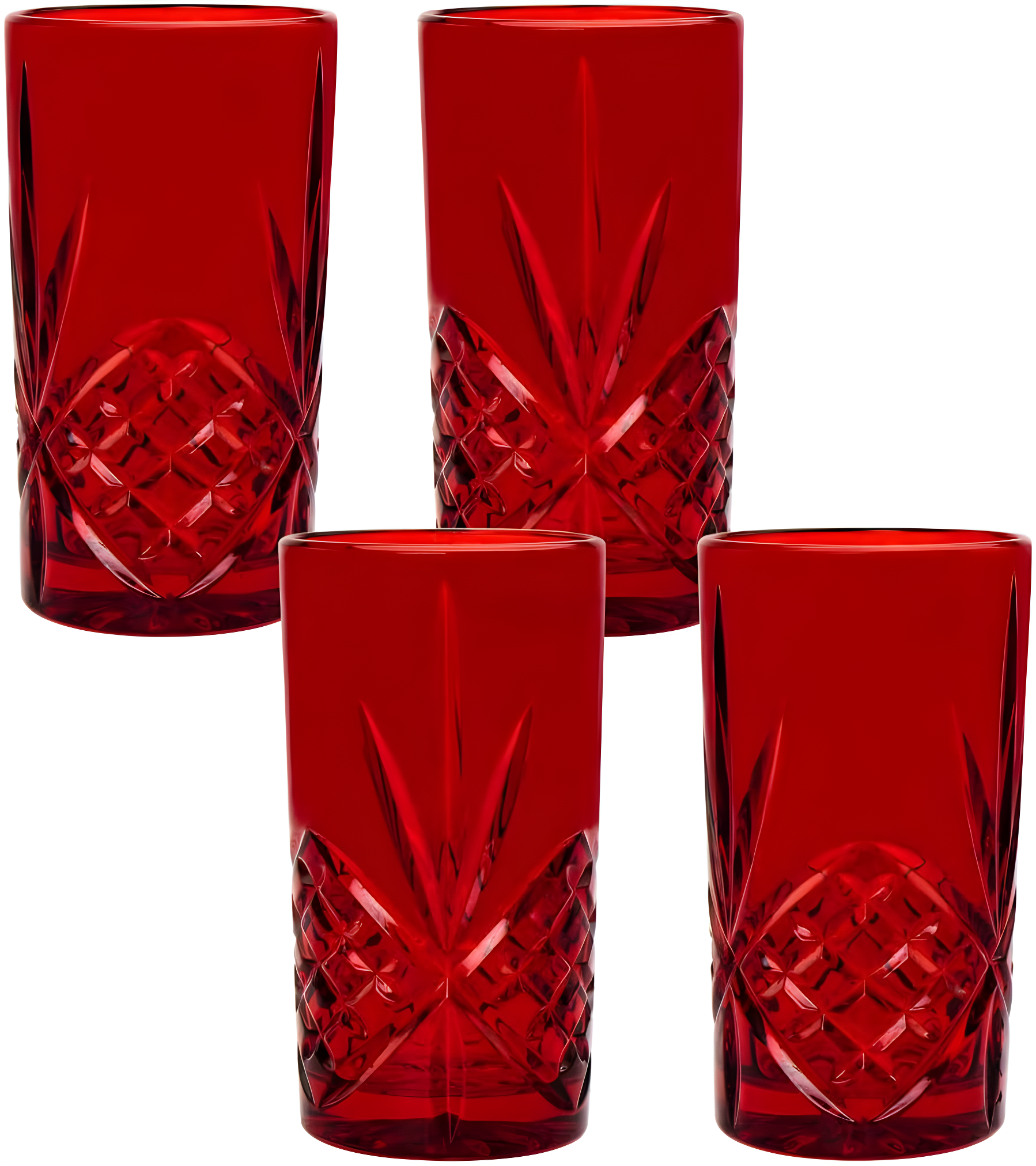 Red Crystal Highball Glasses Set of Four