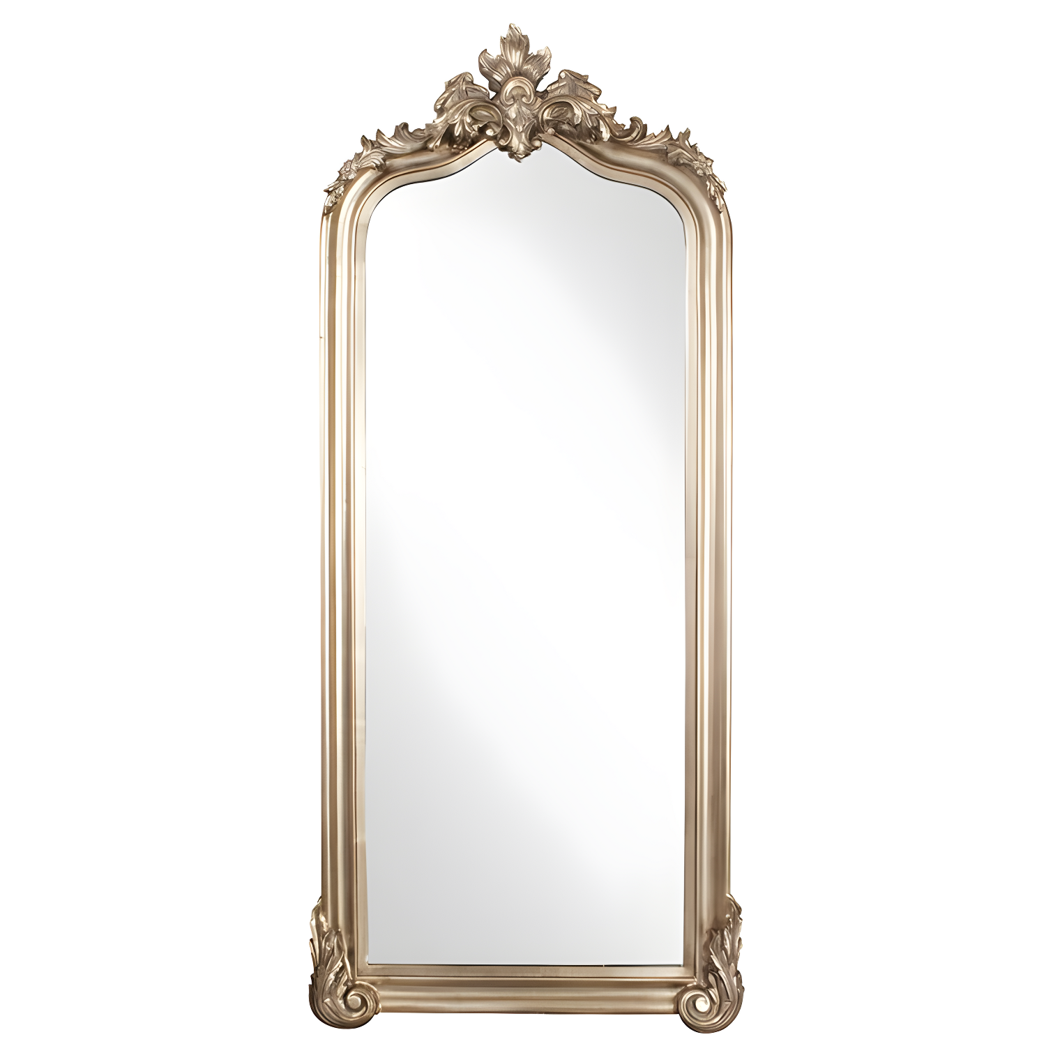 Champagne Silver Leaf Ornate Full Length Arch Mirror