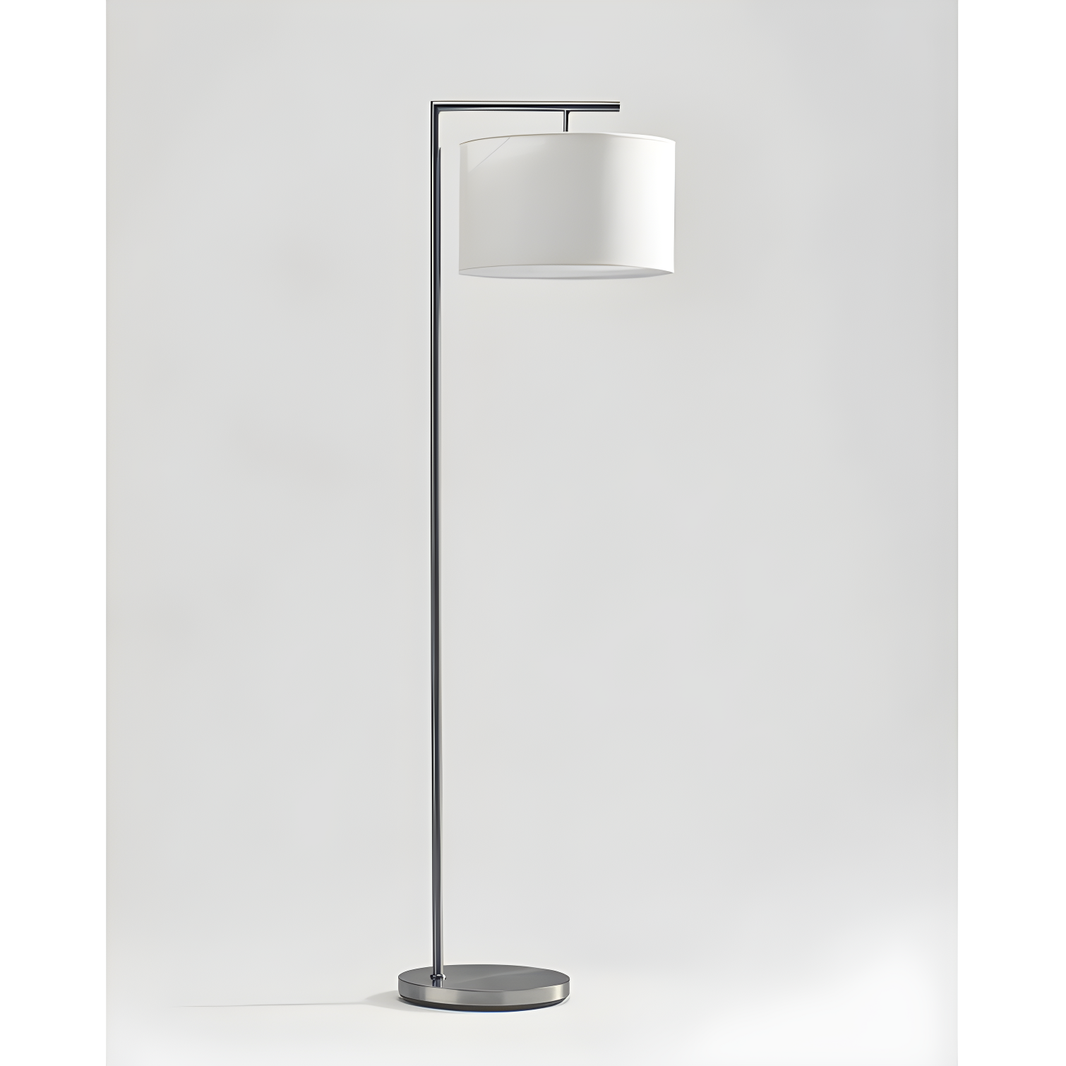 Silver 60" Arc LED Floor Lamp with Fabric Shade