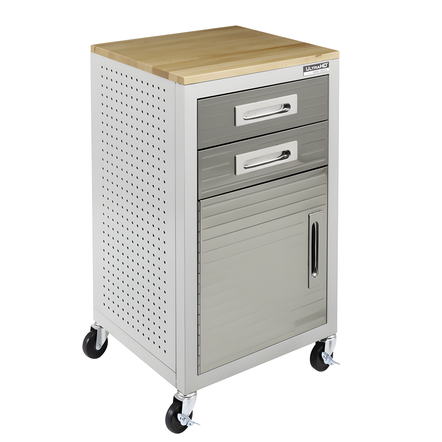 Granite Gray UltraHD 2-Drawer Rolling Cabinet with Wood Top