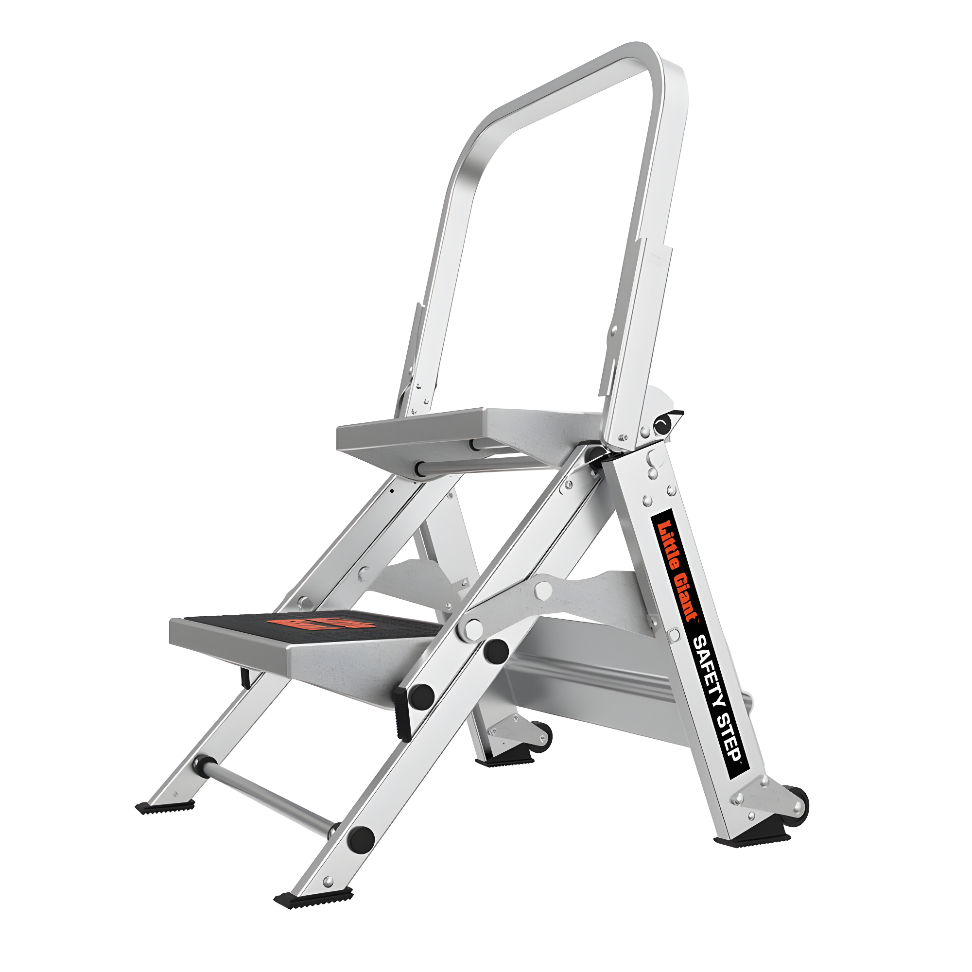 Little Giant 2-Step Aluminum Safety Step Ladder with Handrail