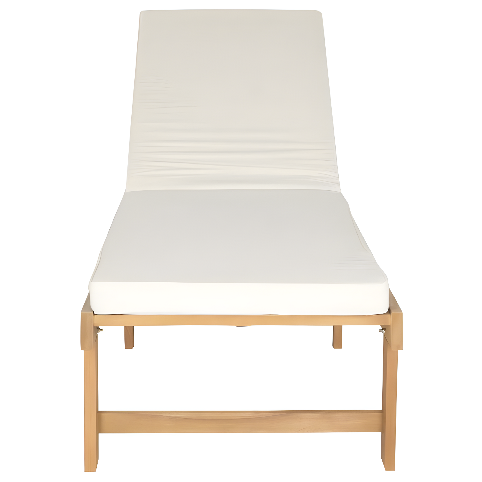 Natural Beige Acacia Wood Armless Chaise Lounge Chair