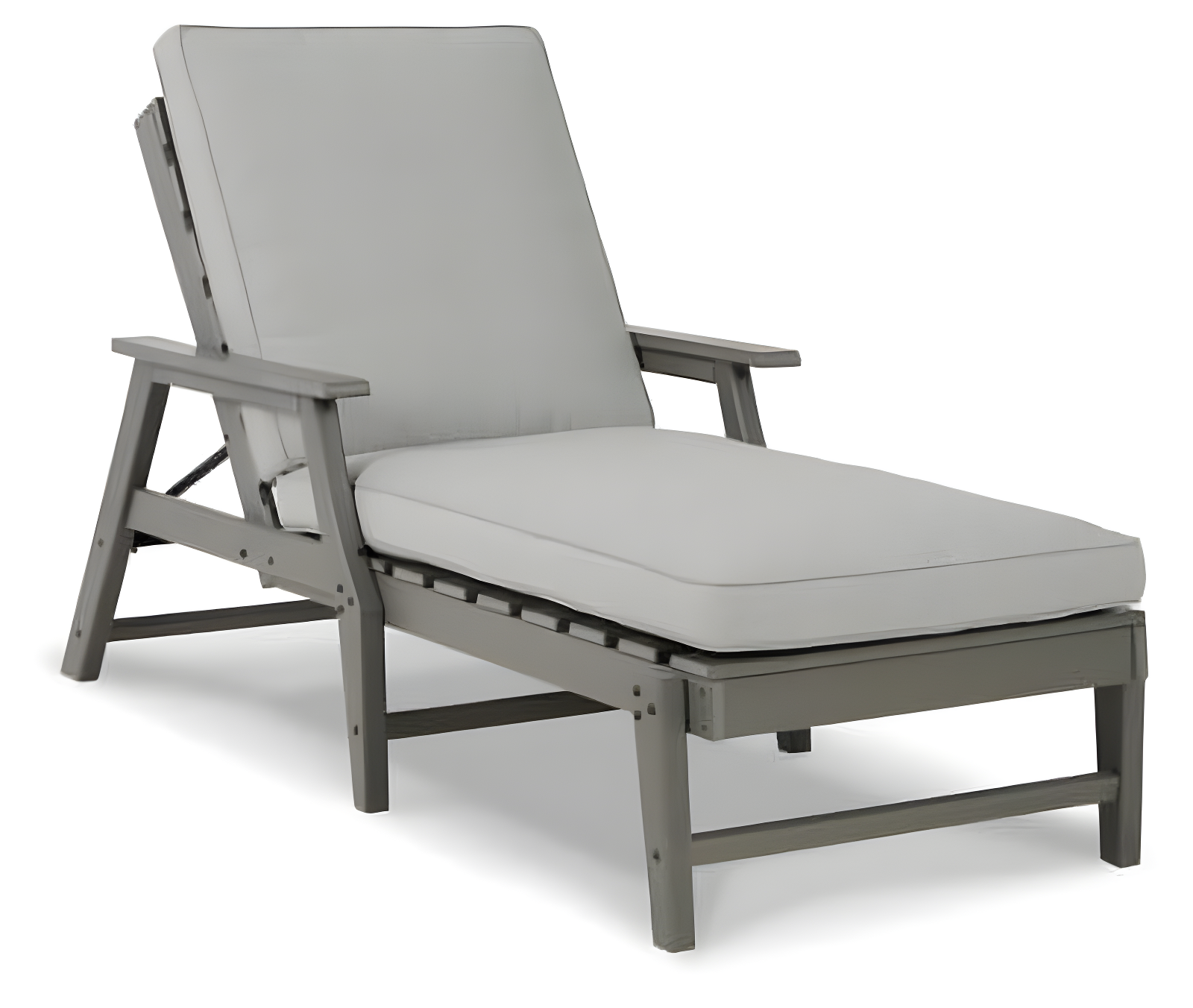 Gray HDPE Outdoor Chaise Lounge with Cushions and Adjustable Backrest