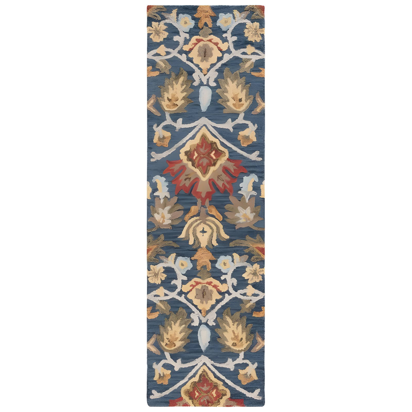 Blossom Navy and Multicolor Wool Runner Rug