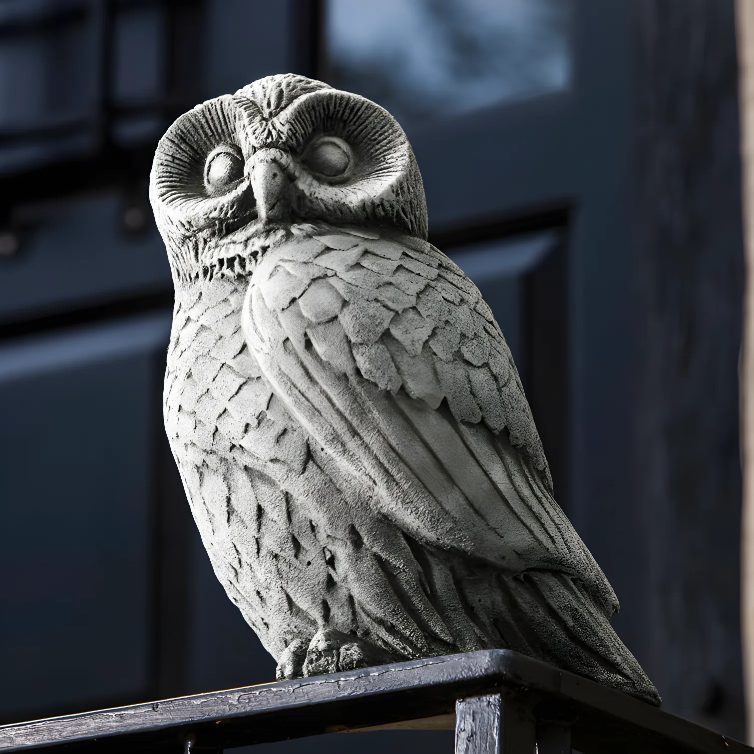 Aged Limestone Handcrafted Owl Garden Statue