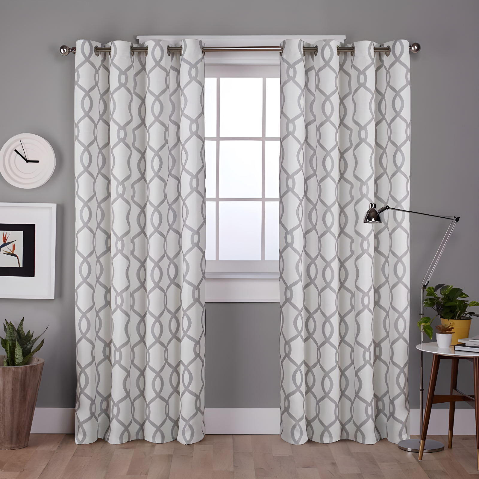 Dove Grey Light-Filtering Linen Blend Grommet Curtain Panel