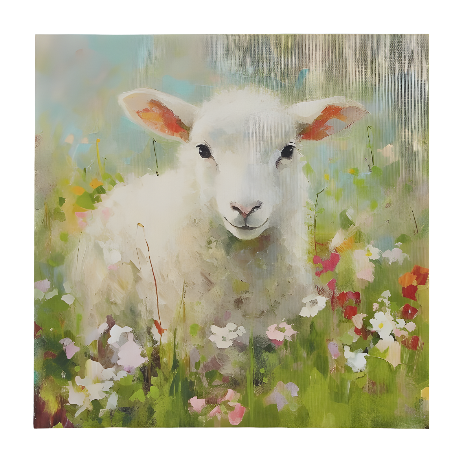 Madison Park Green and Multicolor Lamb Canvas Wall Art
