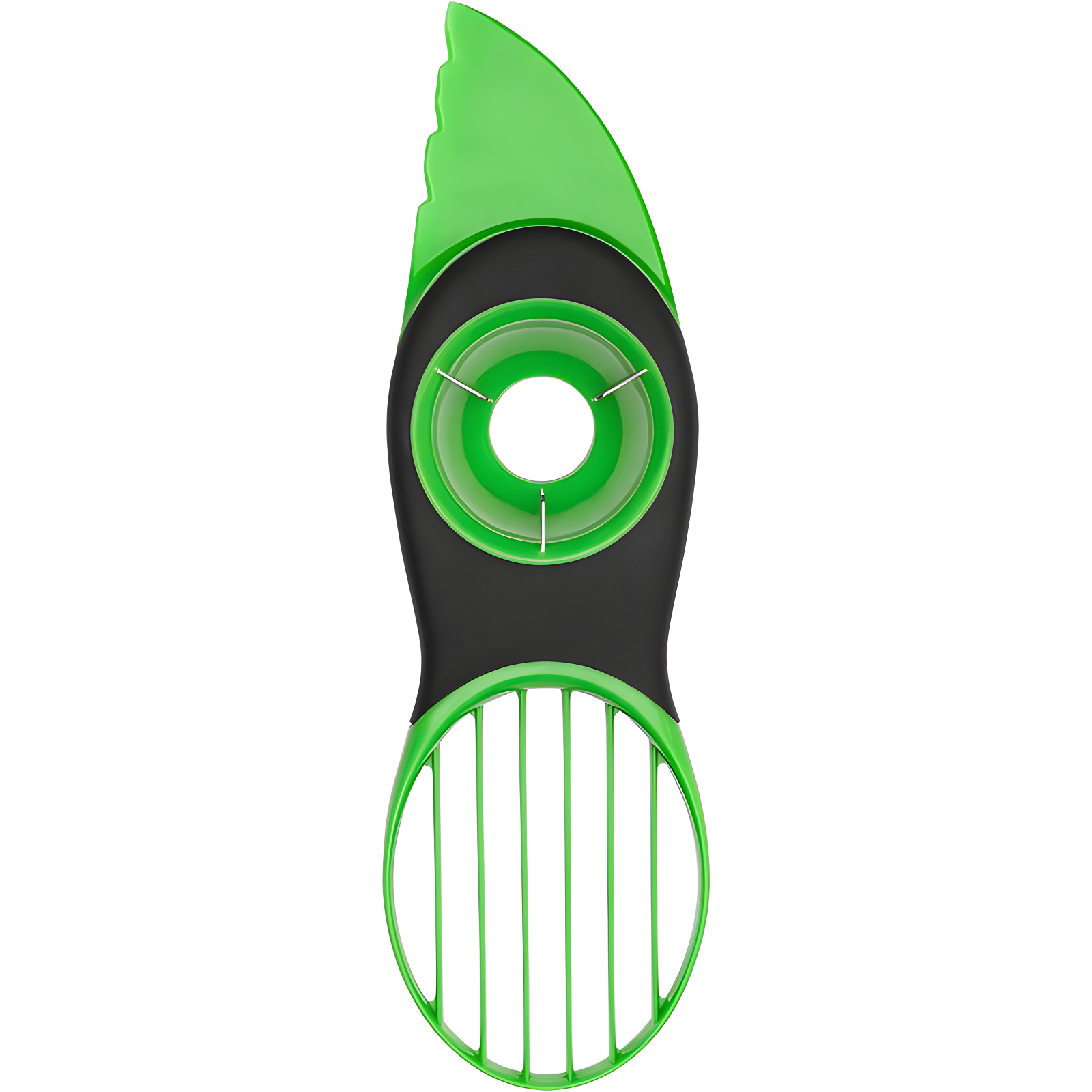 Green Plastic 3-In-1 Avocado Slicer with Soft Grip