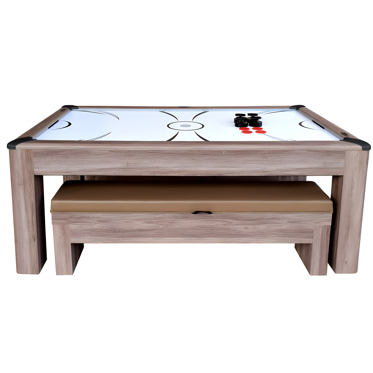 Driftwood 84" 3-in-1 Air Hockey, Ping Pong & Dining Combo Set