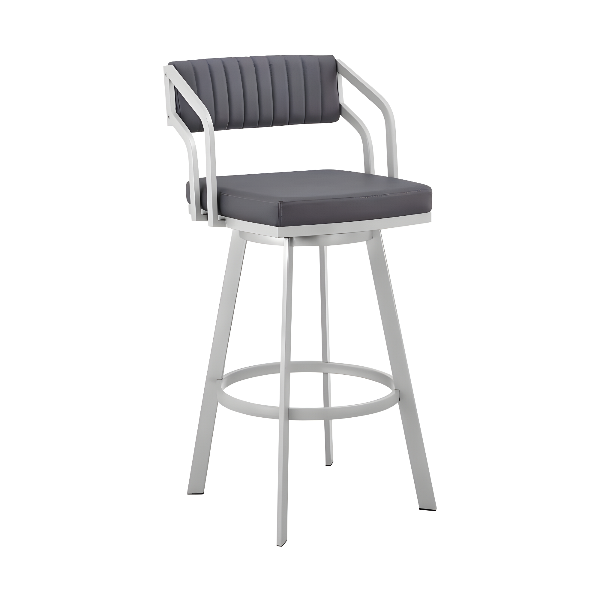 Scranton 30" Slate Grey Swivel Metal Bar Stool with Channel Stitching