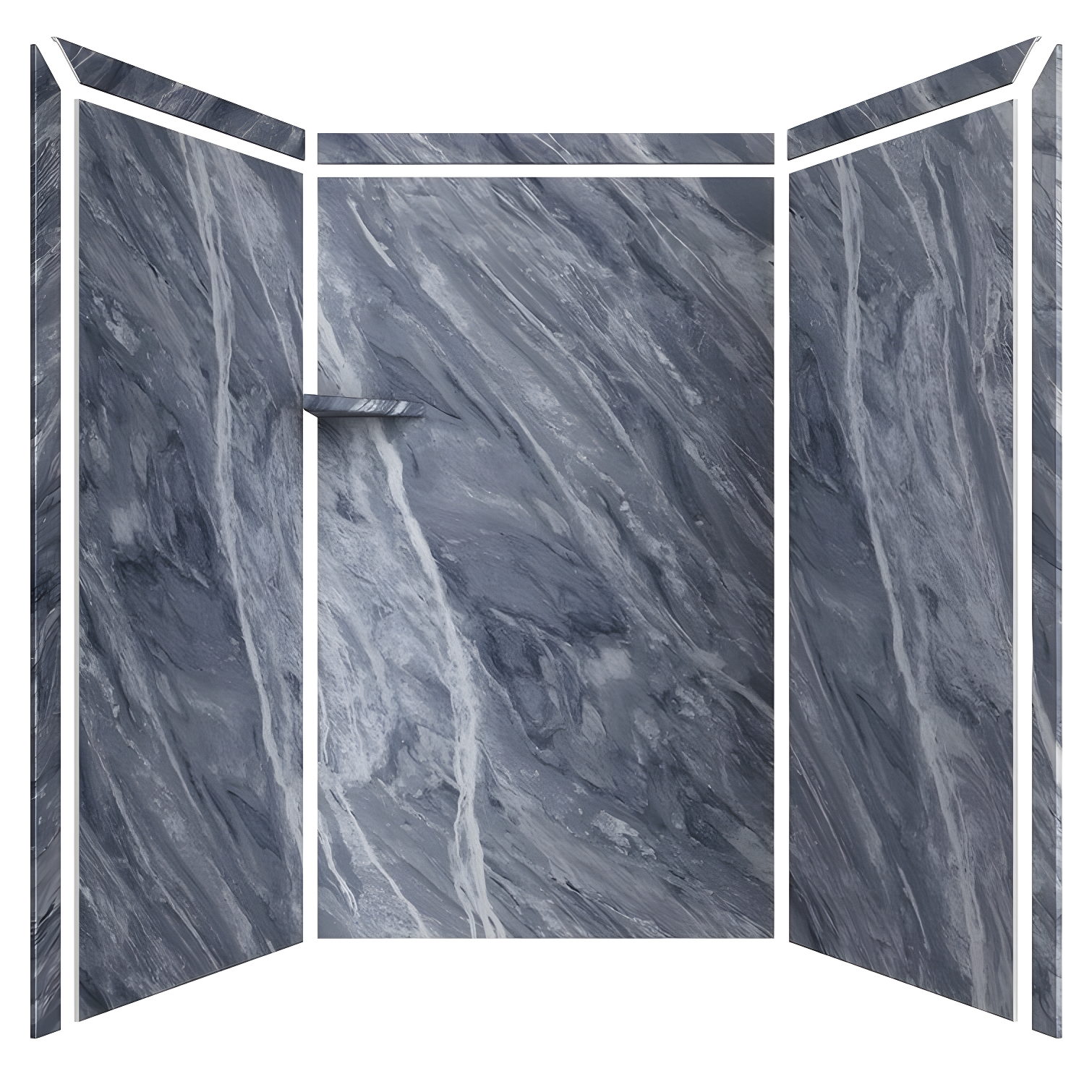 Beaumont Gray Marble 3-Panel Alcove Shower Surround