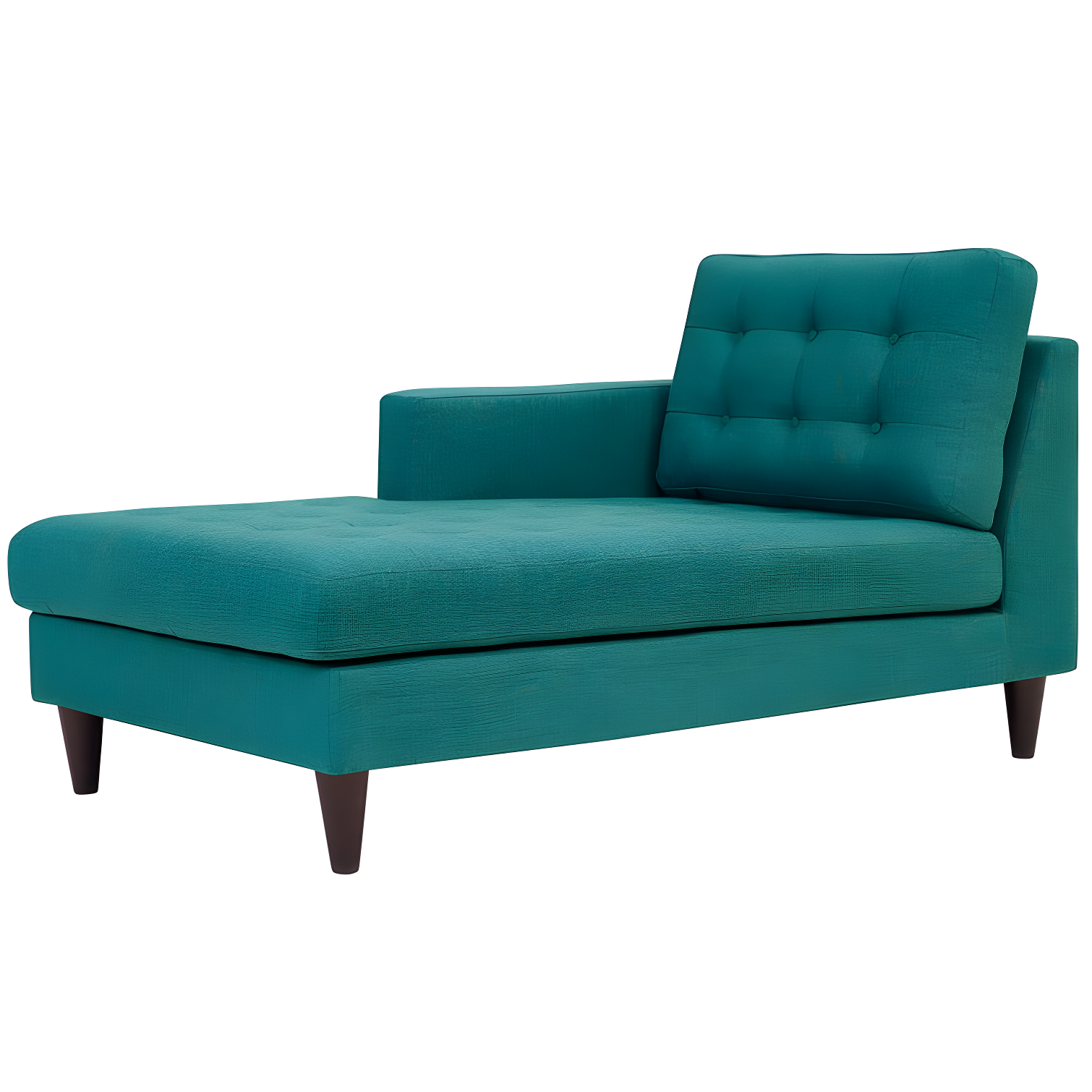 Teal Upholstered Fabric Chaise with Solid Wood Legs